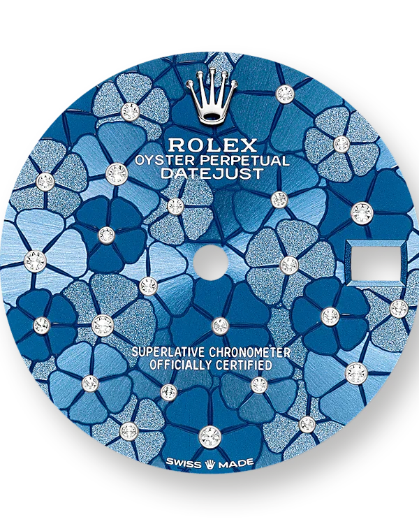 Datejust 31 Azzurro Blue Floral-Motif Diamond Luxury Watch