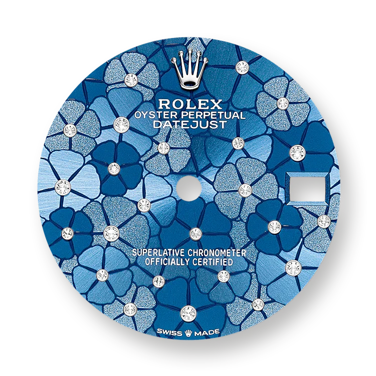 Datejust 31 Azzurro Blue Floral-Motif Diamond Luxury Watch