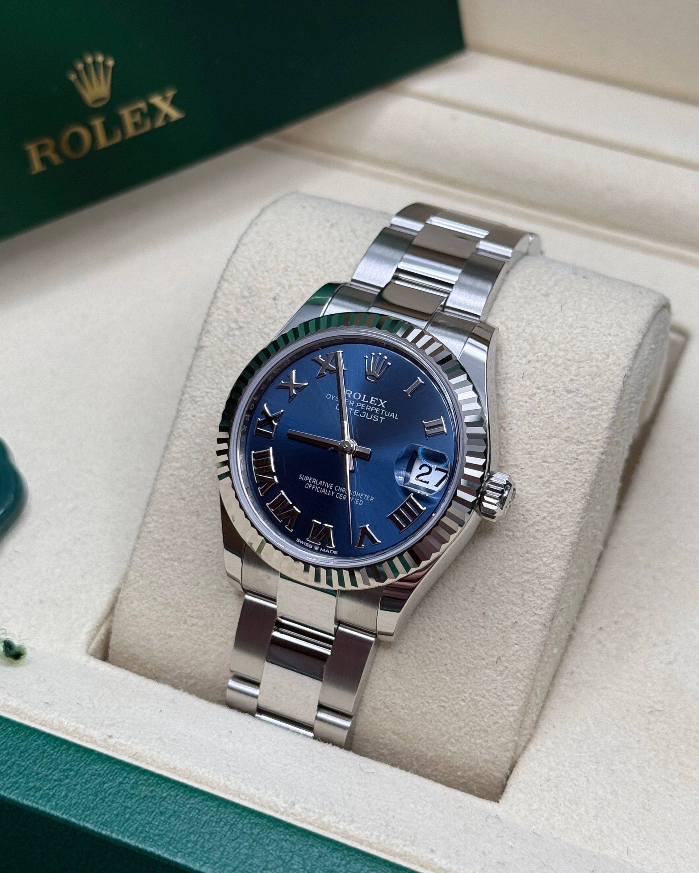 Datejust 31 Bright Blue Roman Luxury Watch