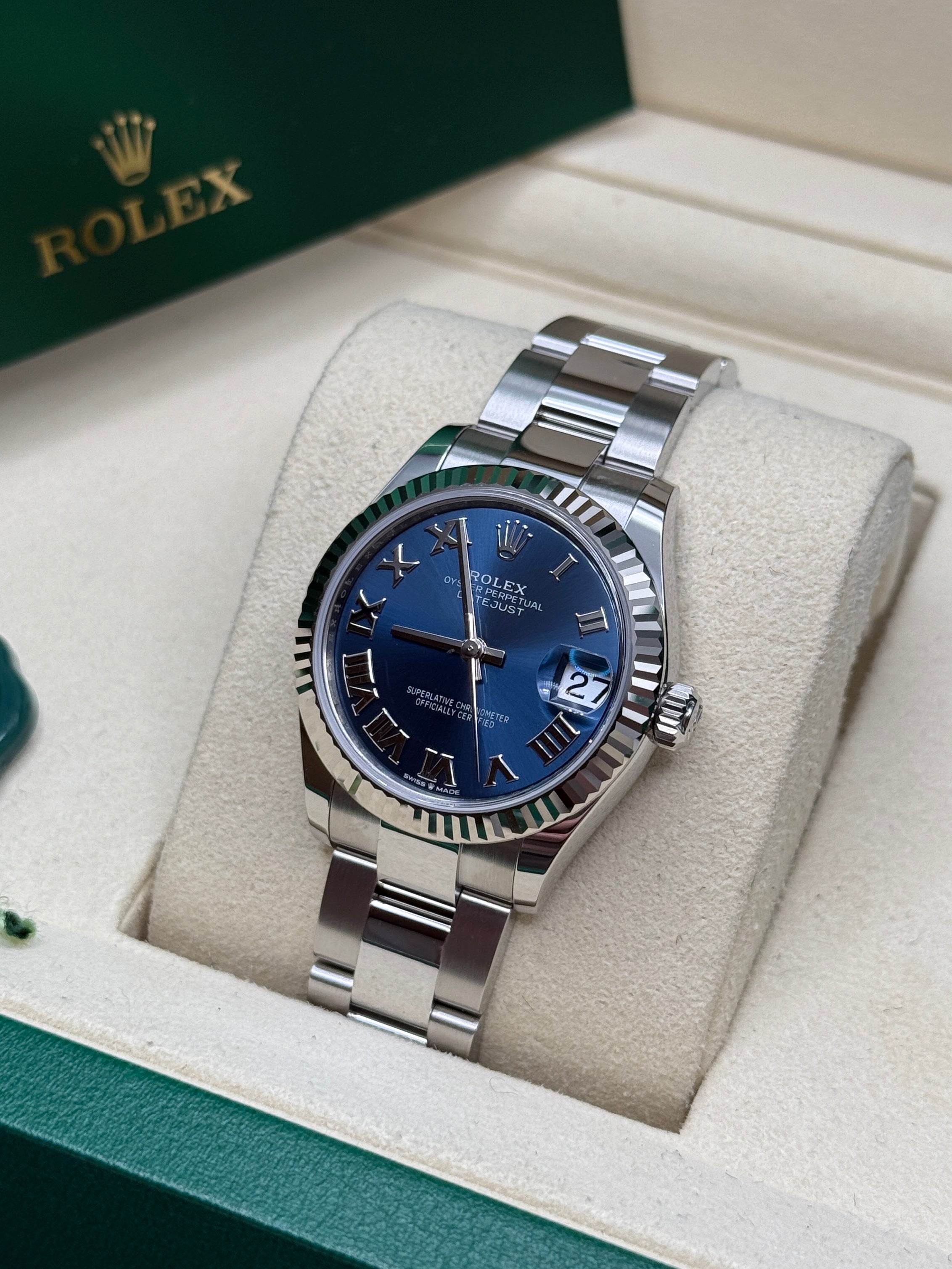 Datejust 31 Bright Blue Roman Luxury Watch