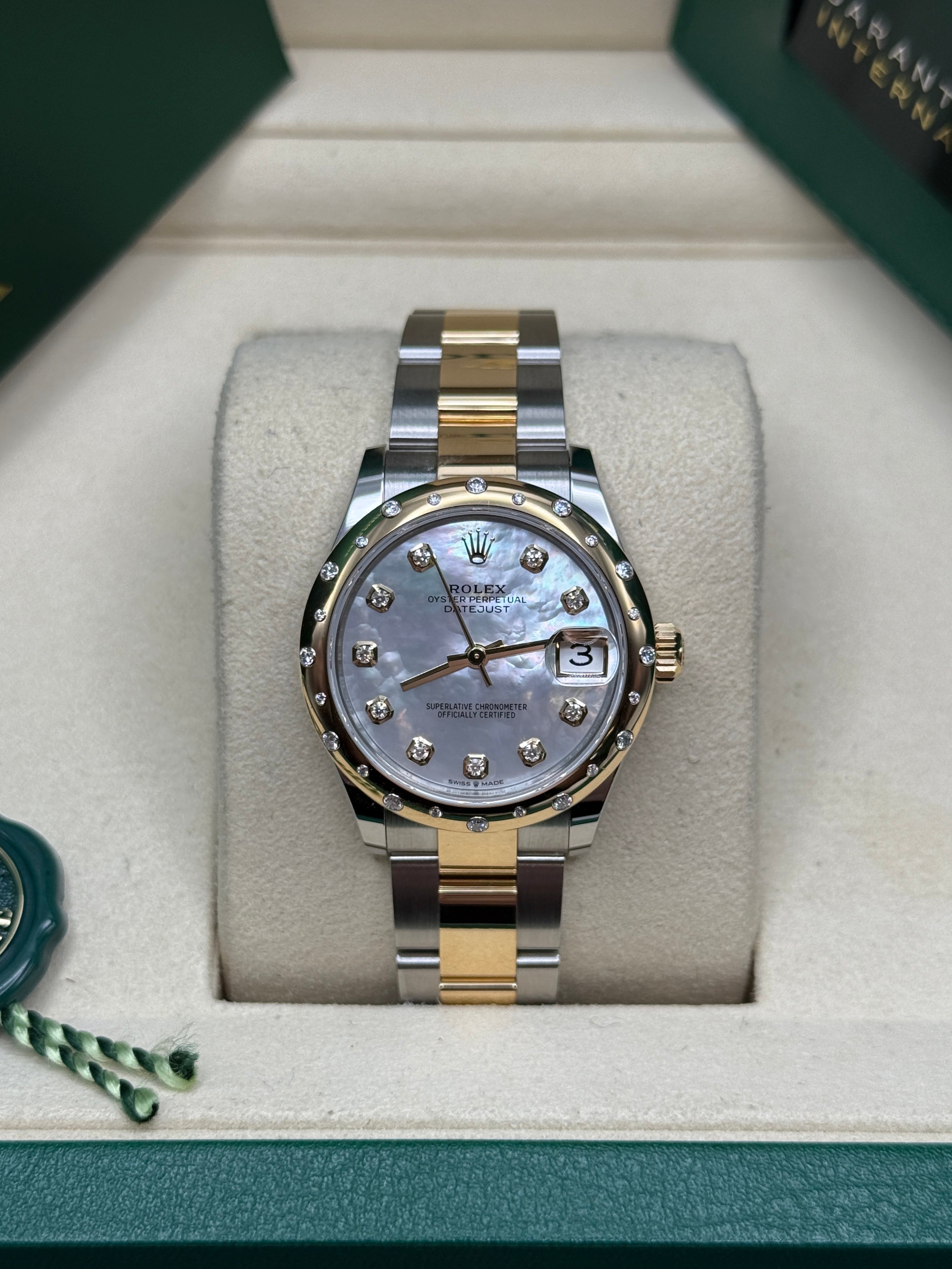 Datejust 31 Yellow Gold Two-Tone Mother of Pearl Diamond Luxury Watch