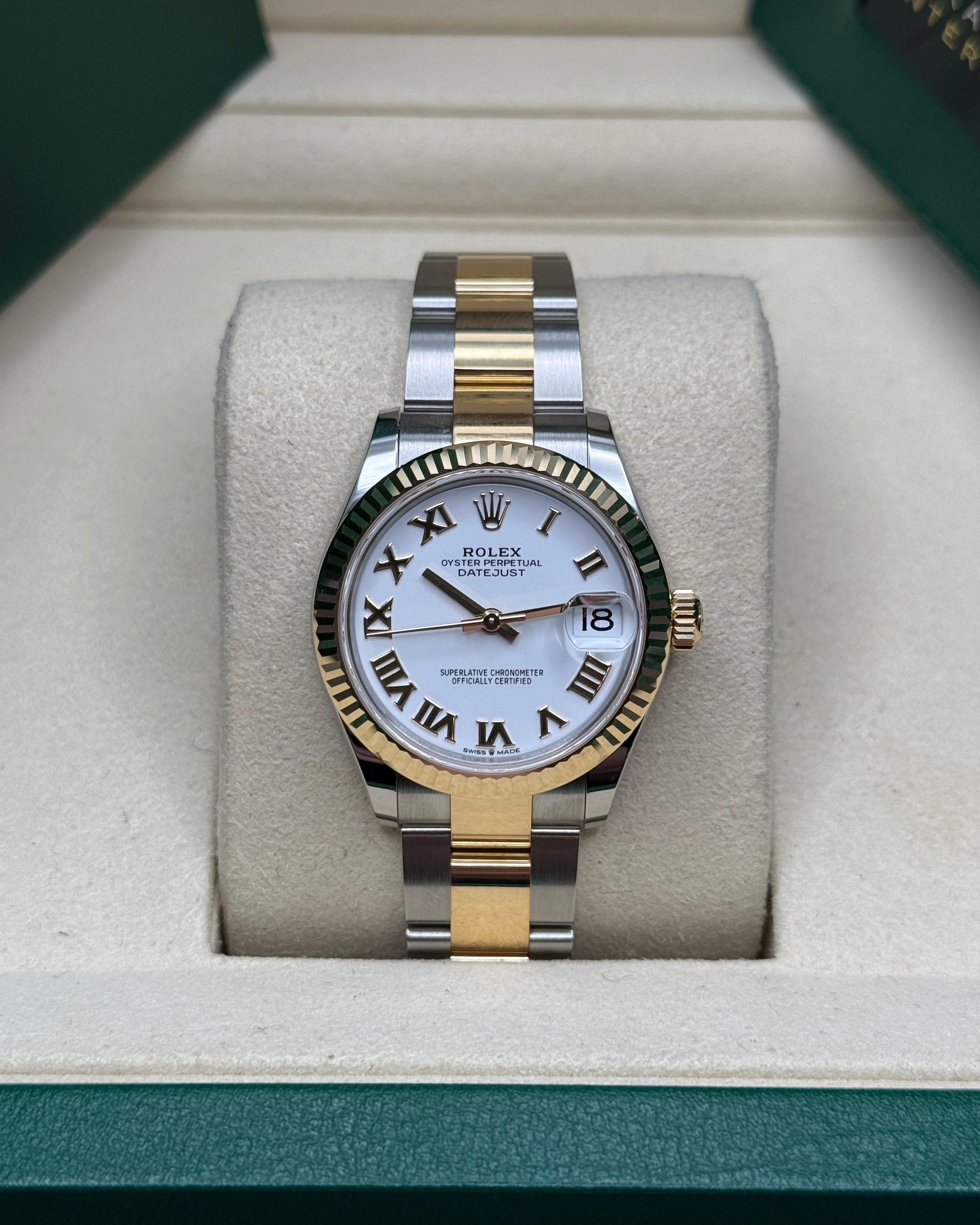 Datejust 31 Yellow Gold Two-Tone White Roman Luxury Watch