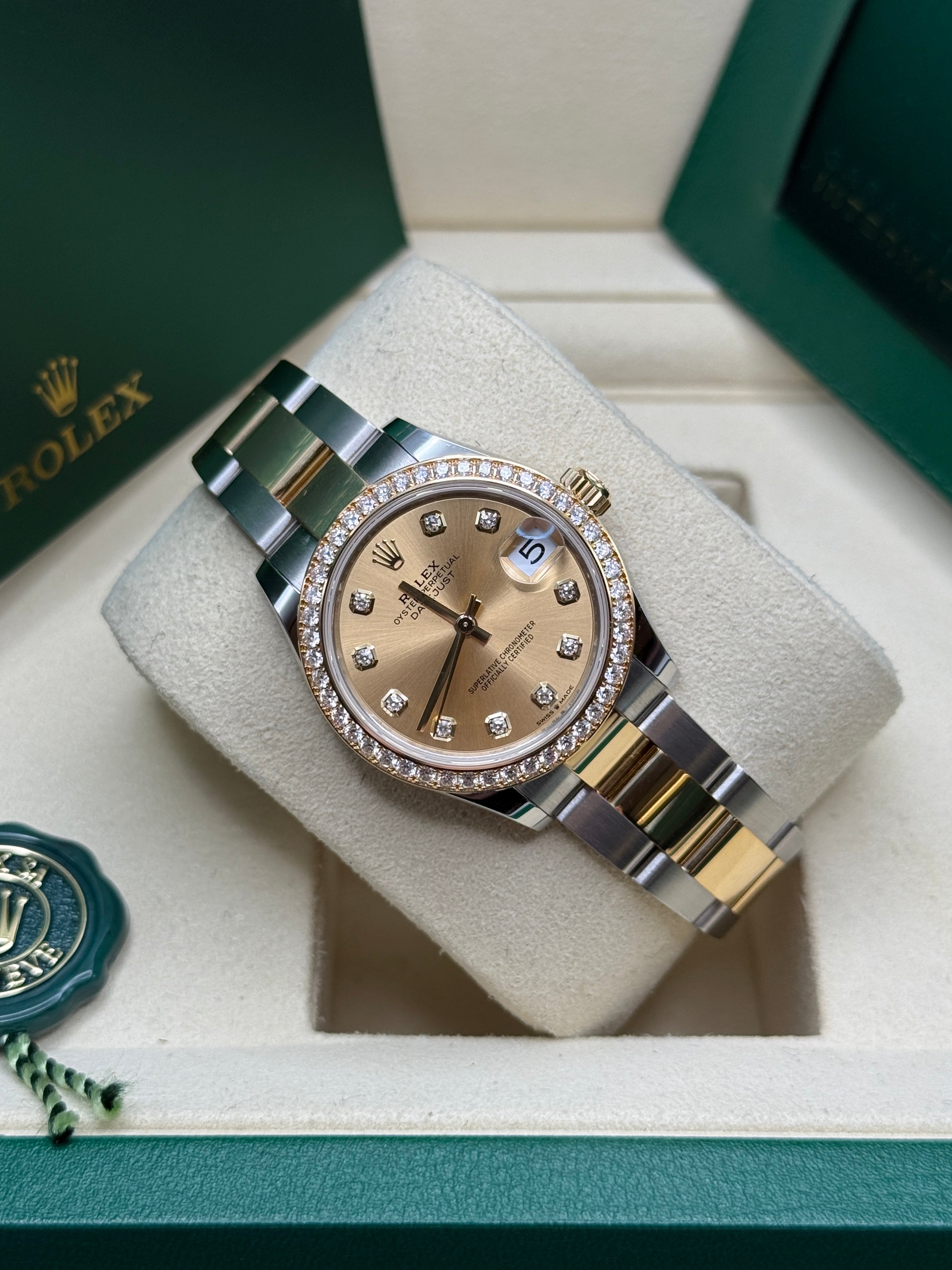 Datejust 31 Yellow Gold Two-Tone Champagne Diamond Luxury Watch
