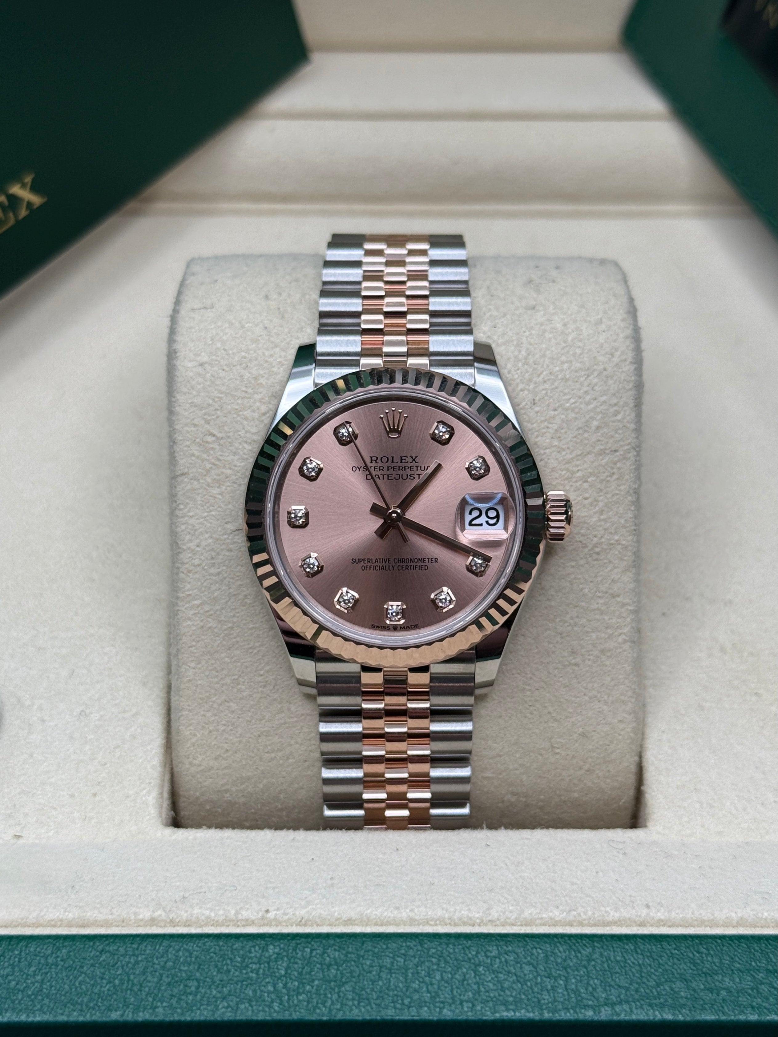 Datejust 31 Everose Gold Two-Tone Rose-Colour Diamond Luxury Watch