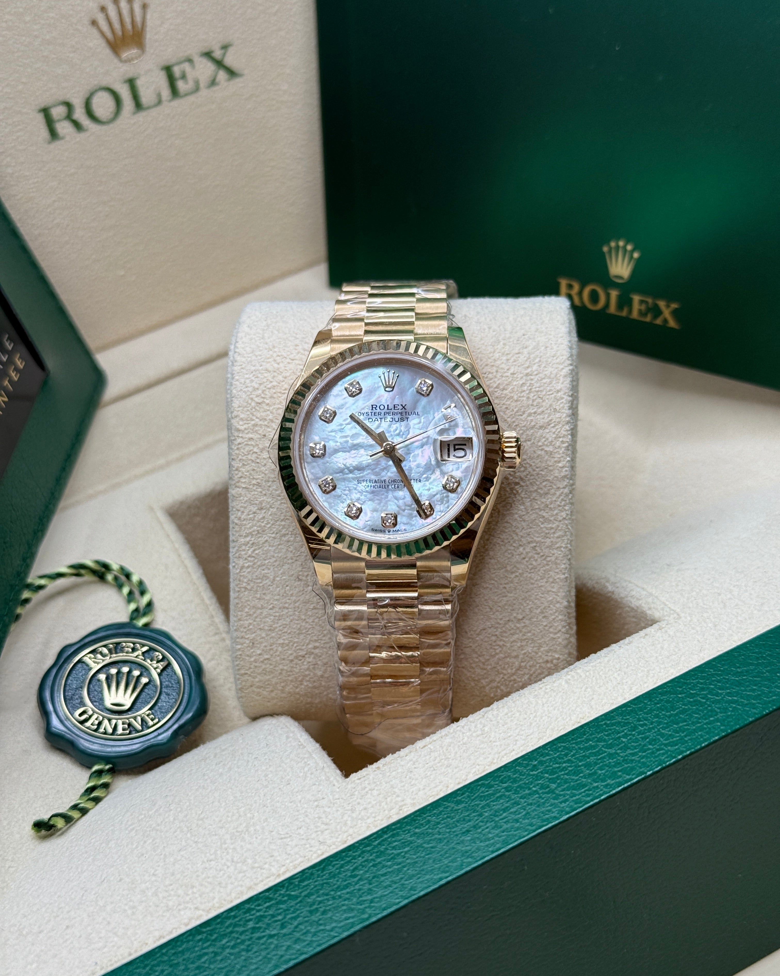 Datejust 31 Yellow Gold Mother of Pearl Diamond Luxury Watch