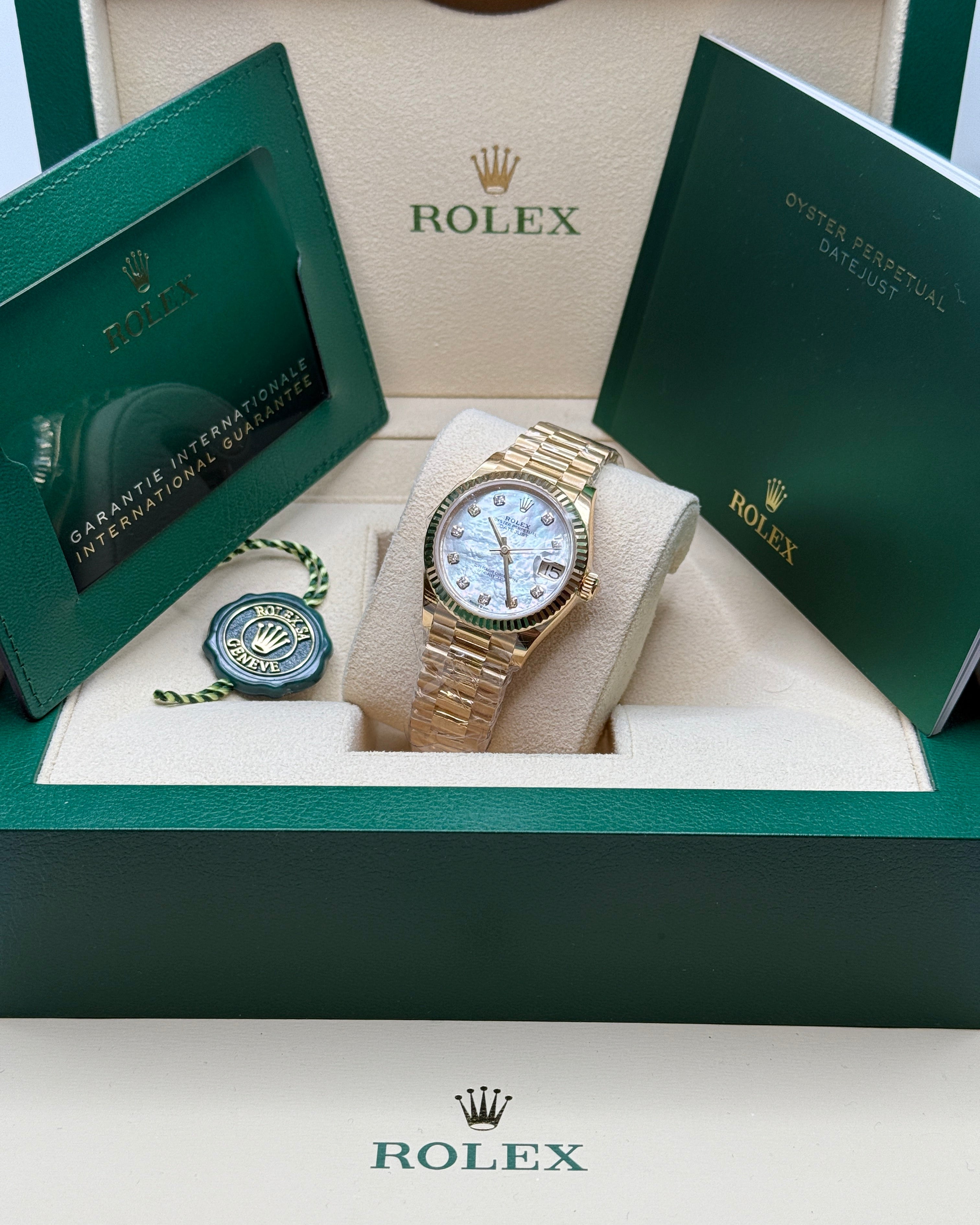 Datejust 31 Yellow Gold Mother of Pearl Diamond Luxury Watch