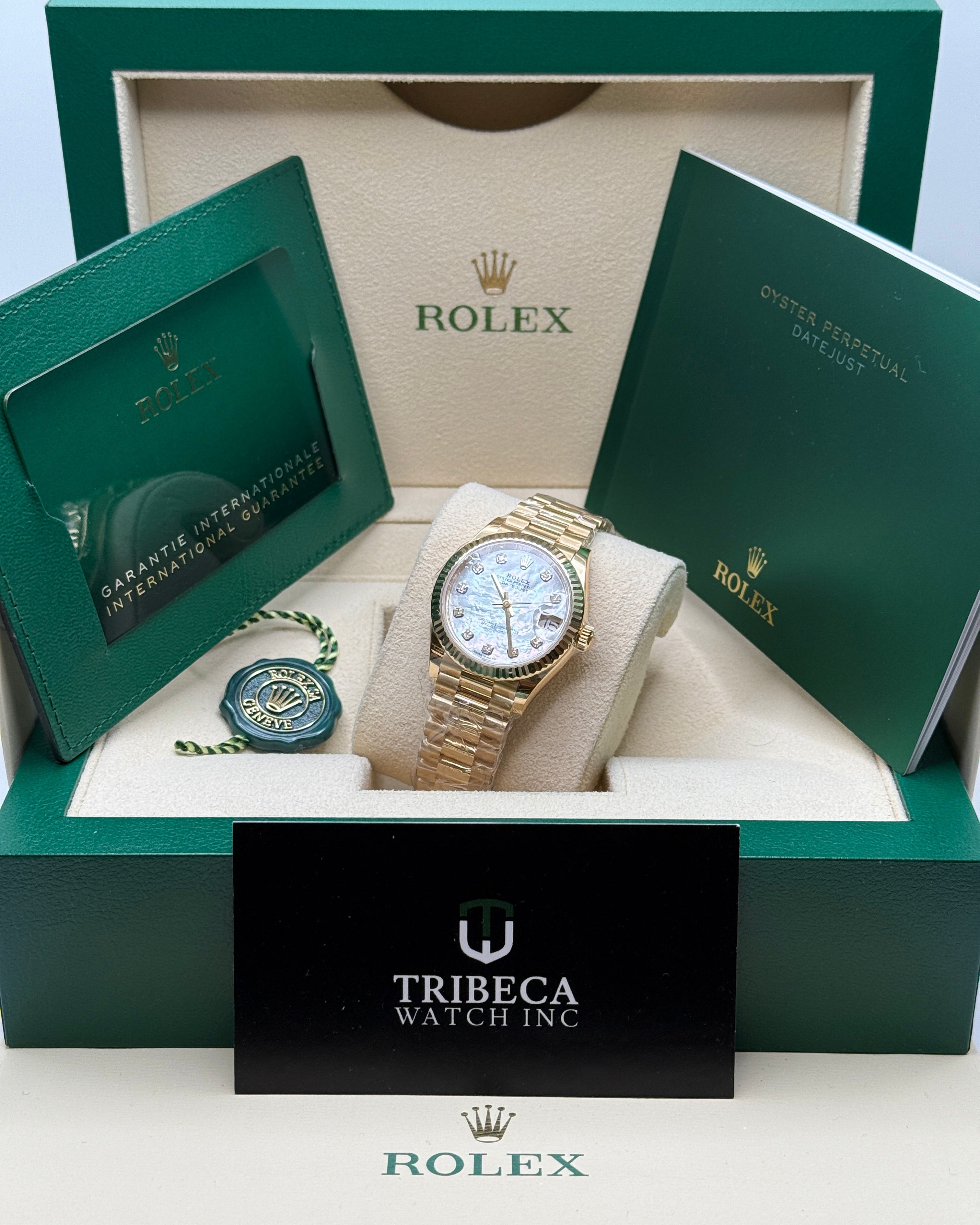 Datejust 31 Yellow Gold Mother of Pearl Diamond Luxury Watch
