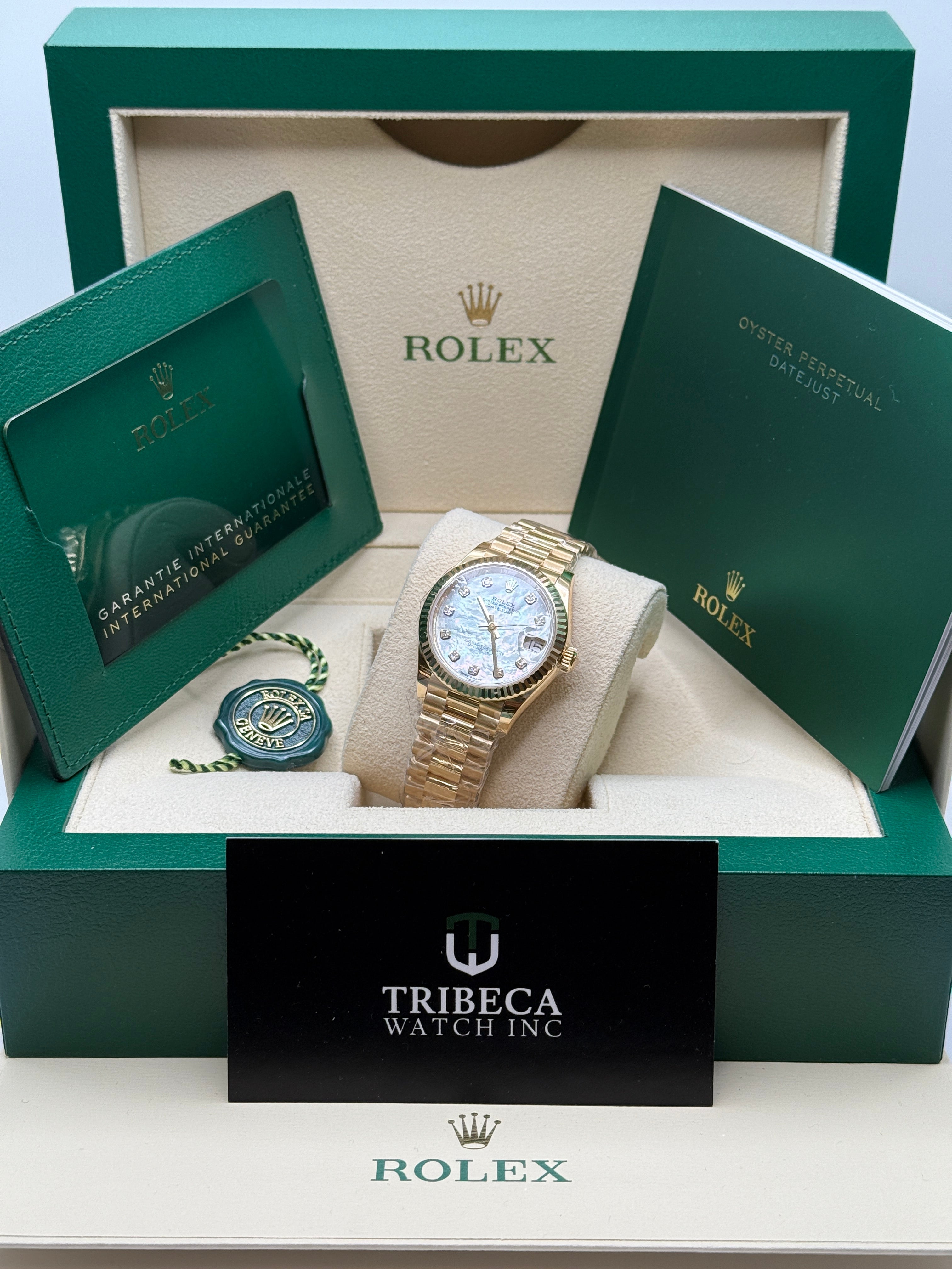 Datejust 31 Yellow Gold Mother of Pearl Diamond Luxury Watch