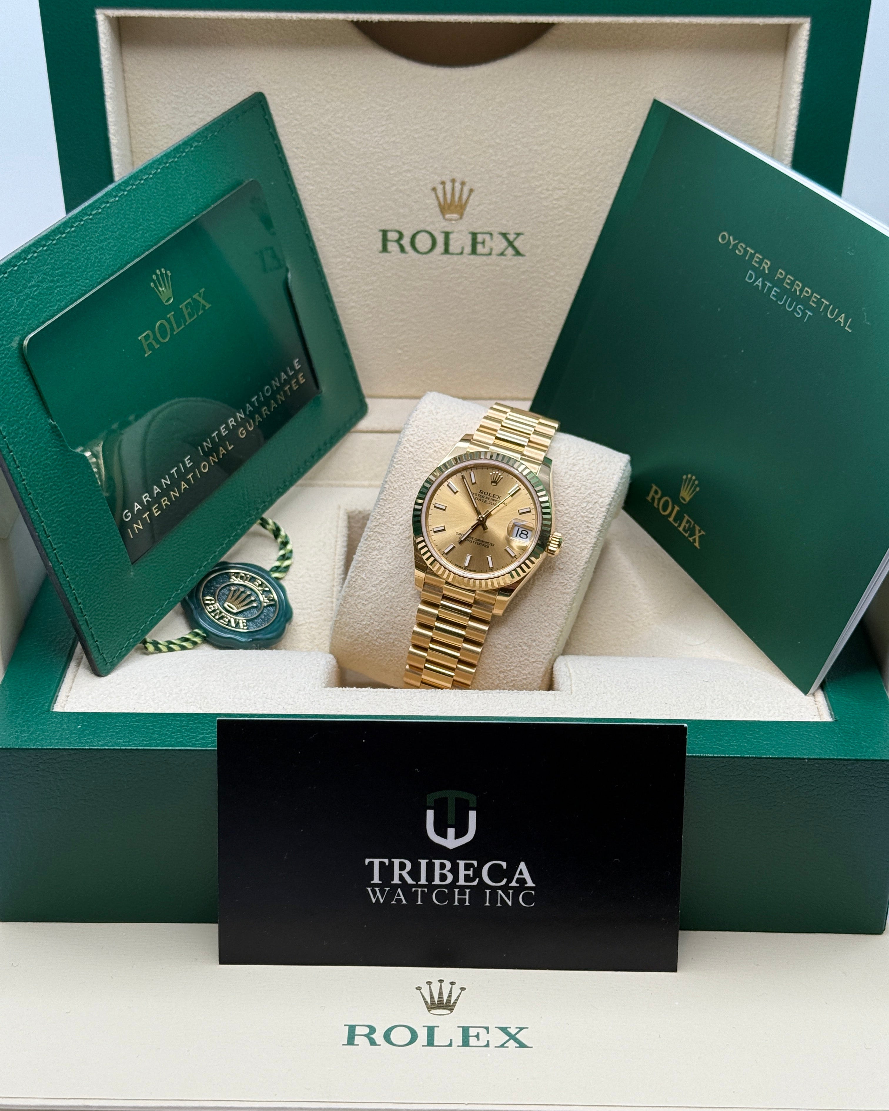 Datejust 31 Yellow Gold Champagne Index Luxury Watch