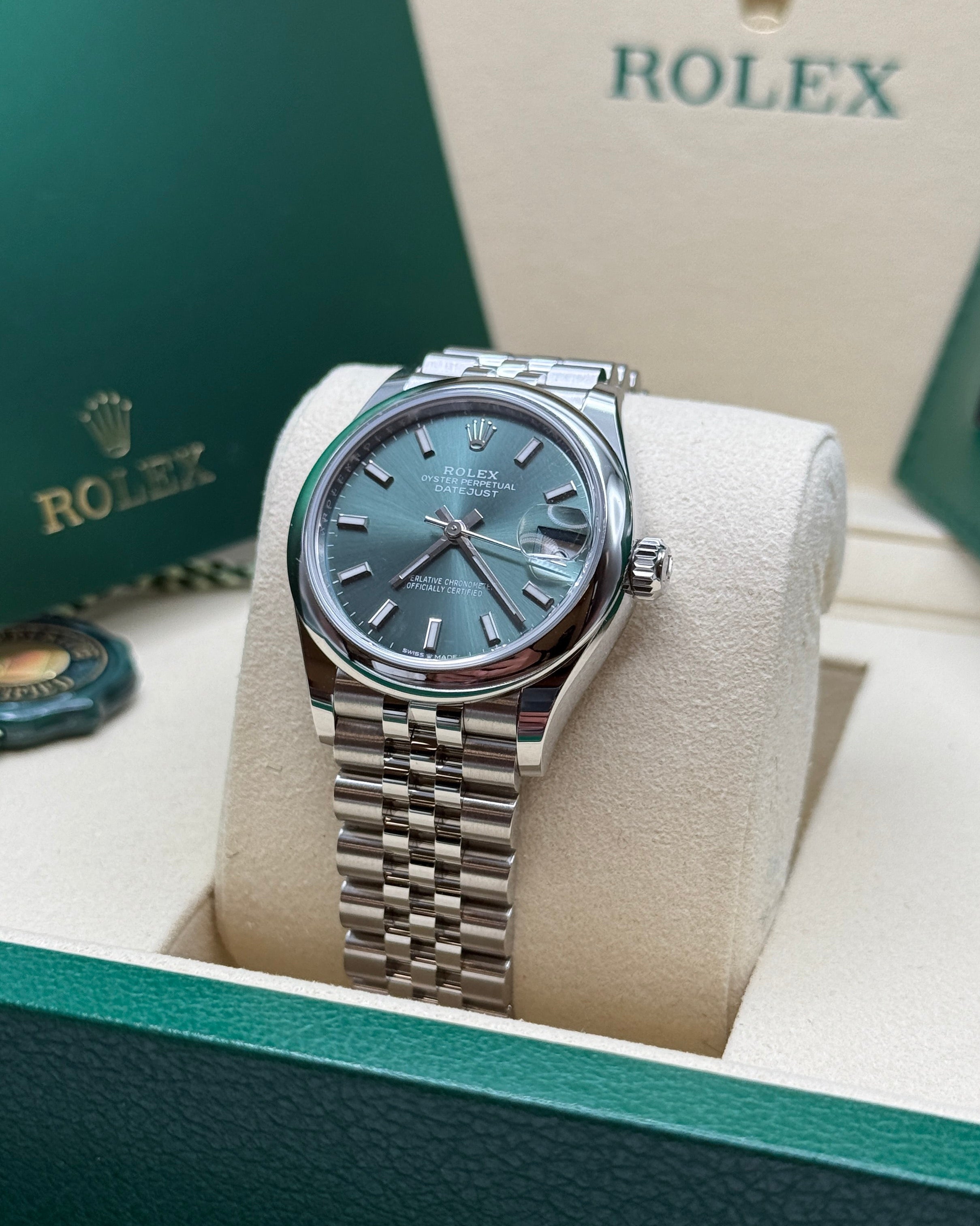 Datejust 31 Mint Green Index Luxury Watch