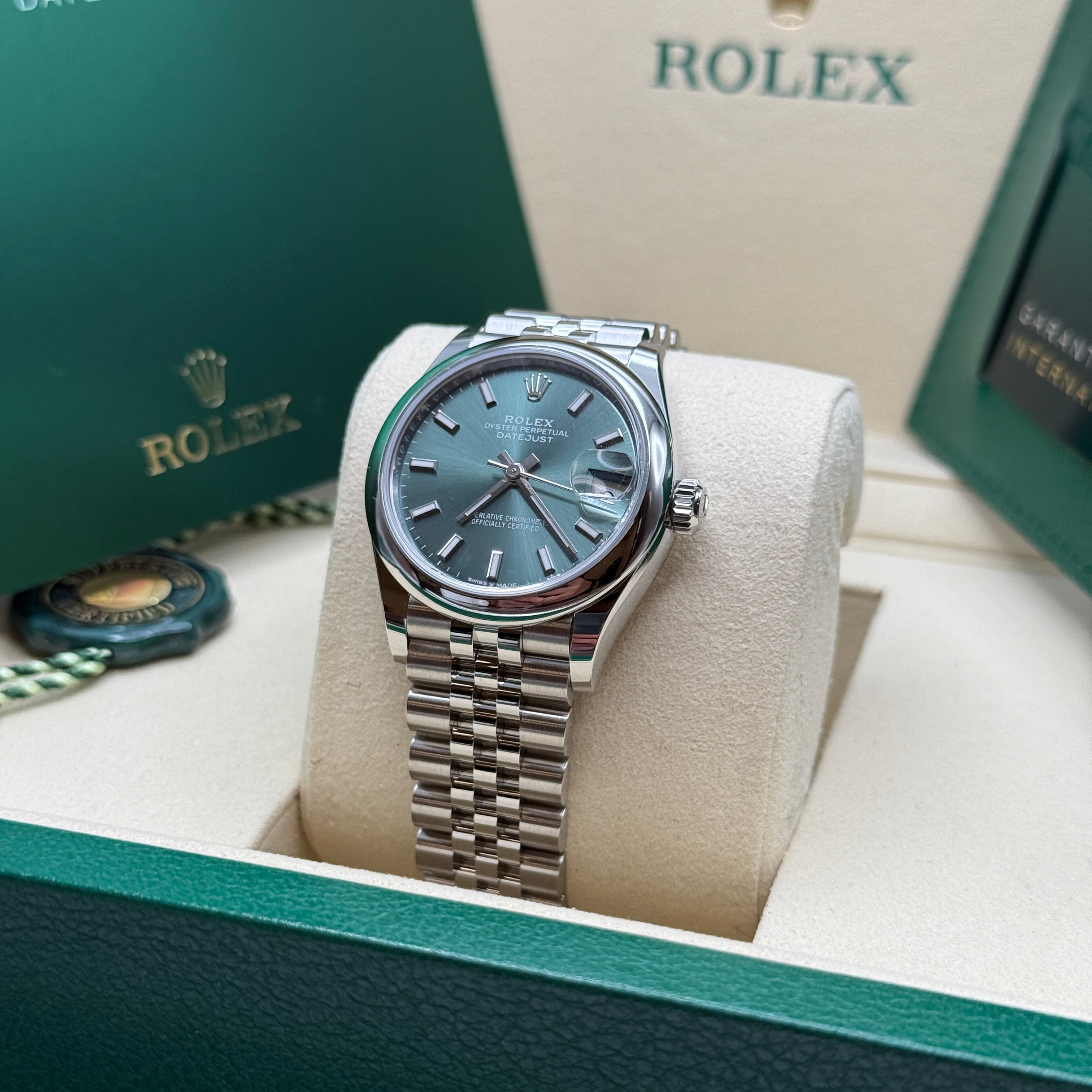 Datejust 31 Mint Green Index Luxury Watch