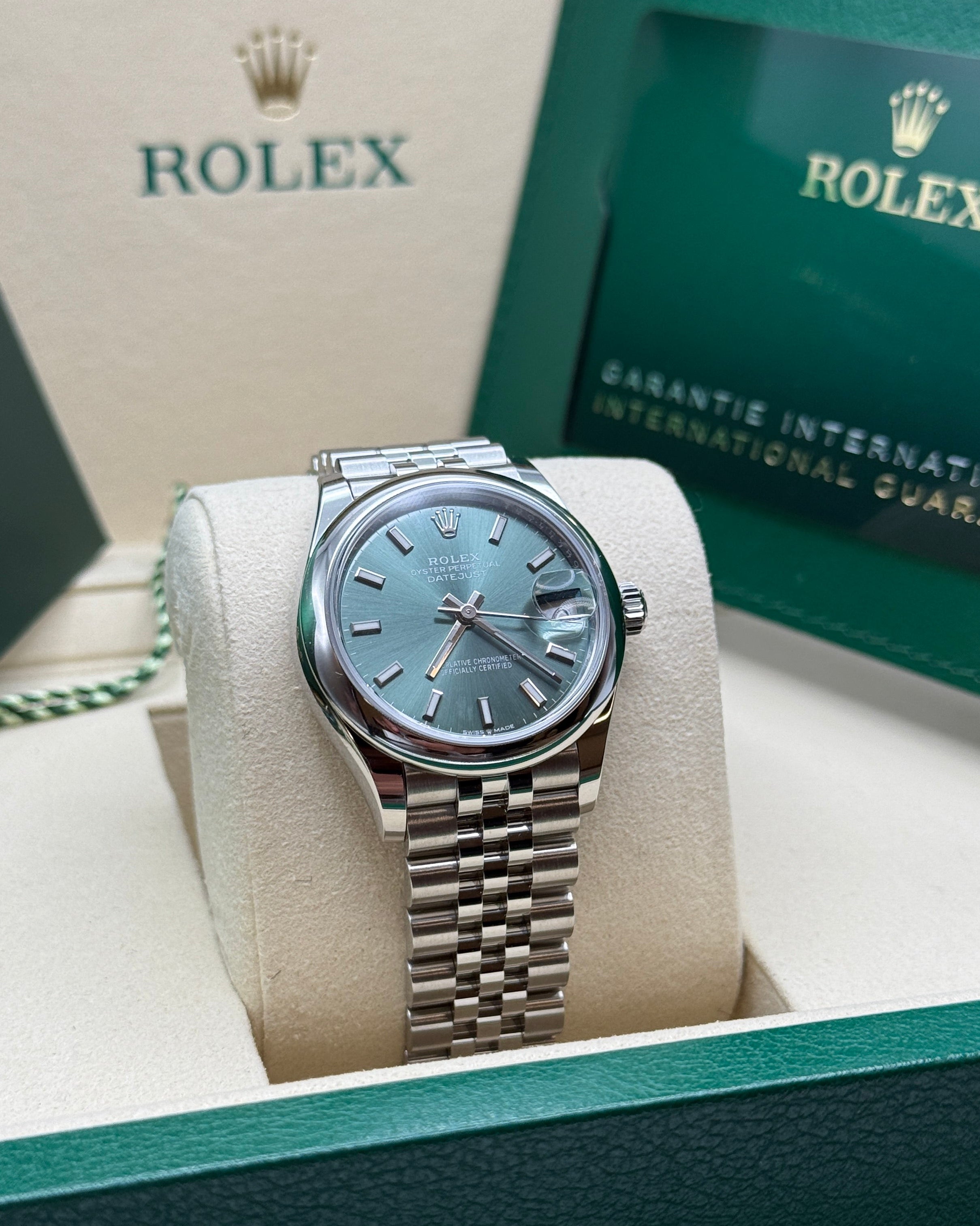 Datejust 31 Mint Green Index Luxury Watch