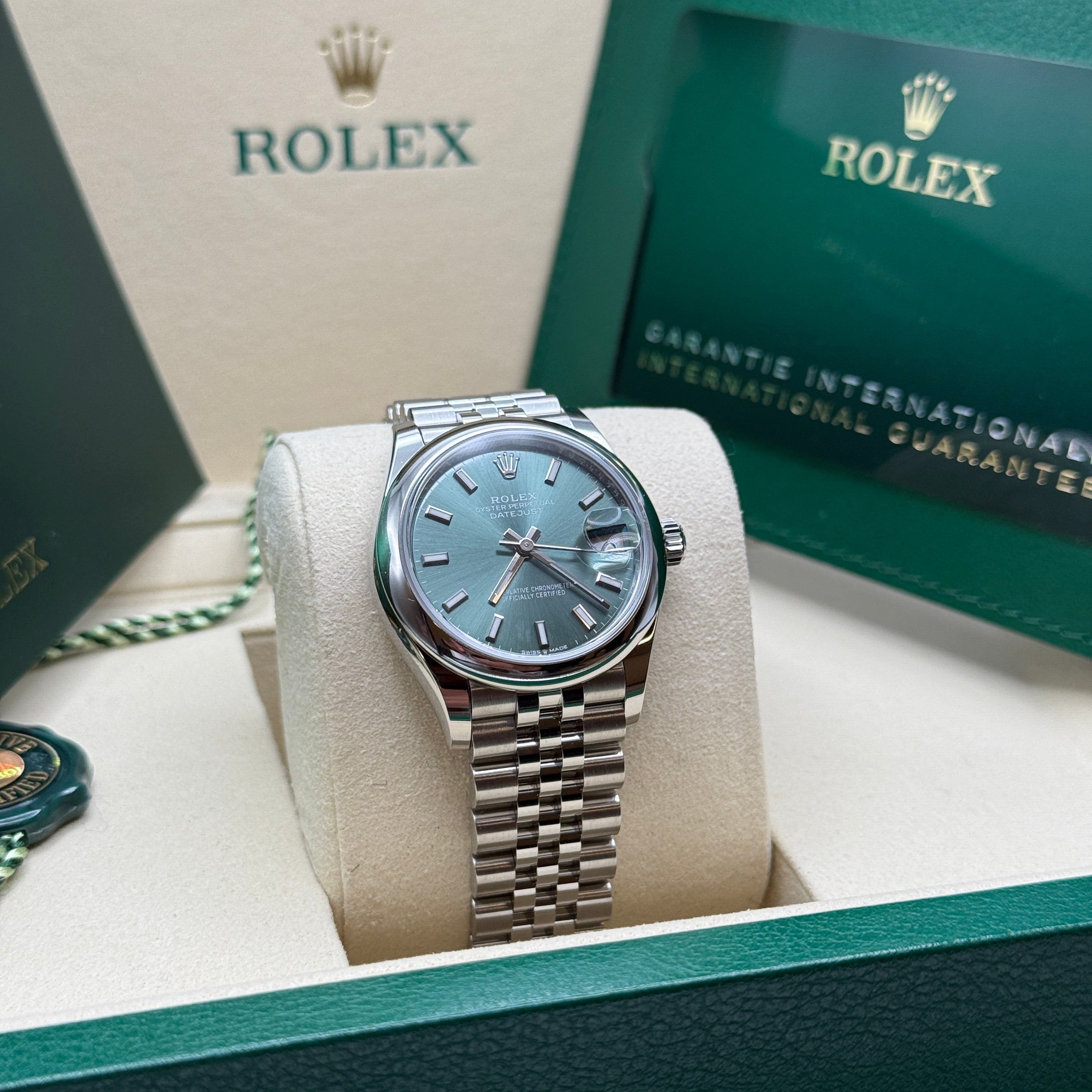 Datejust 31 Mint Green Index Luxury Watch