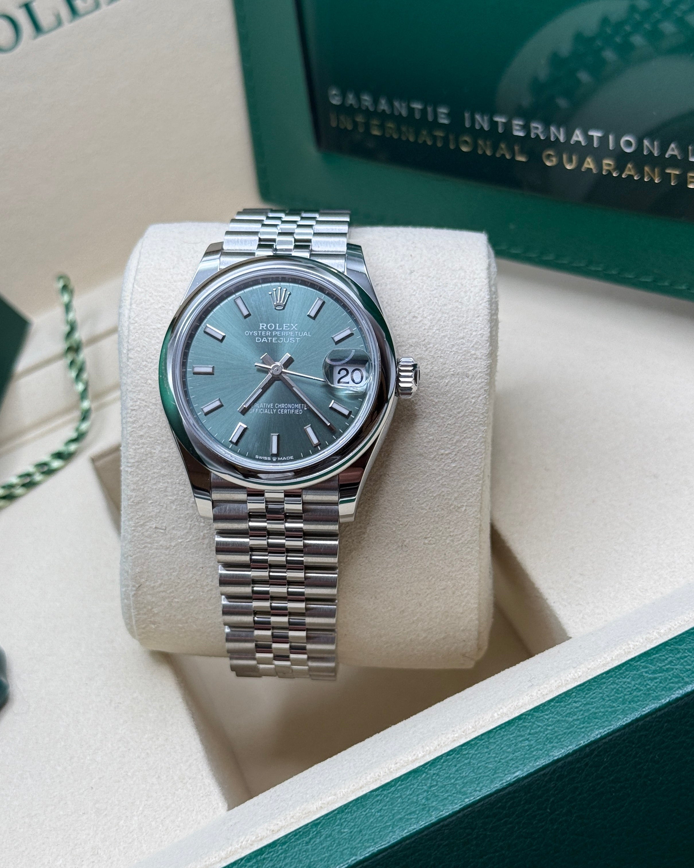 Datejust 31 Mint Green Index Luxury Watch