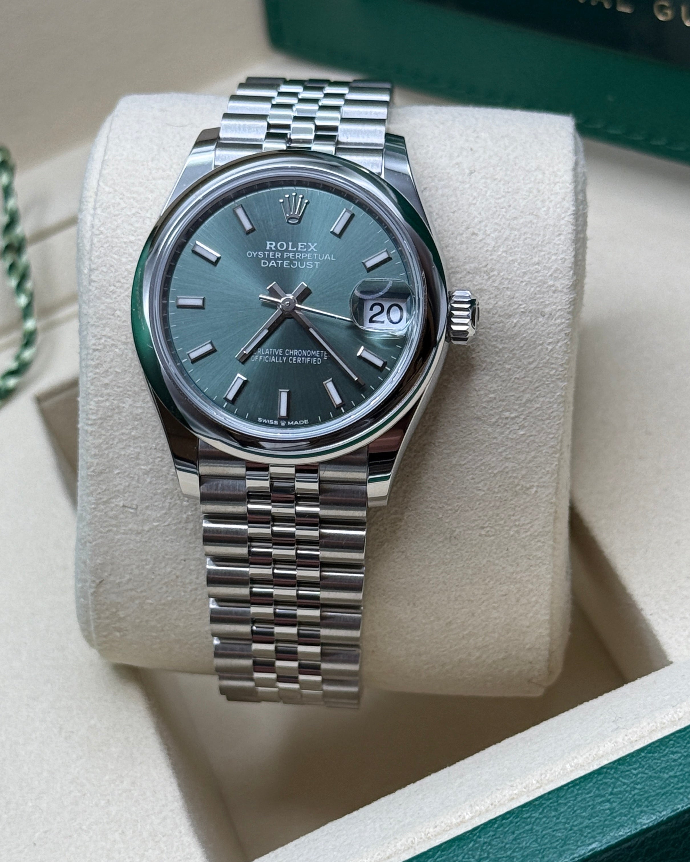 Datejust 31 Mint Green Index Luxury Watch