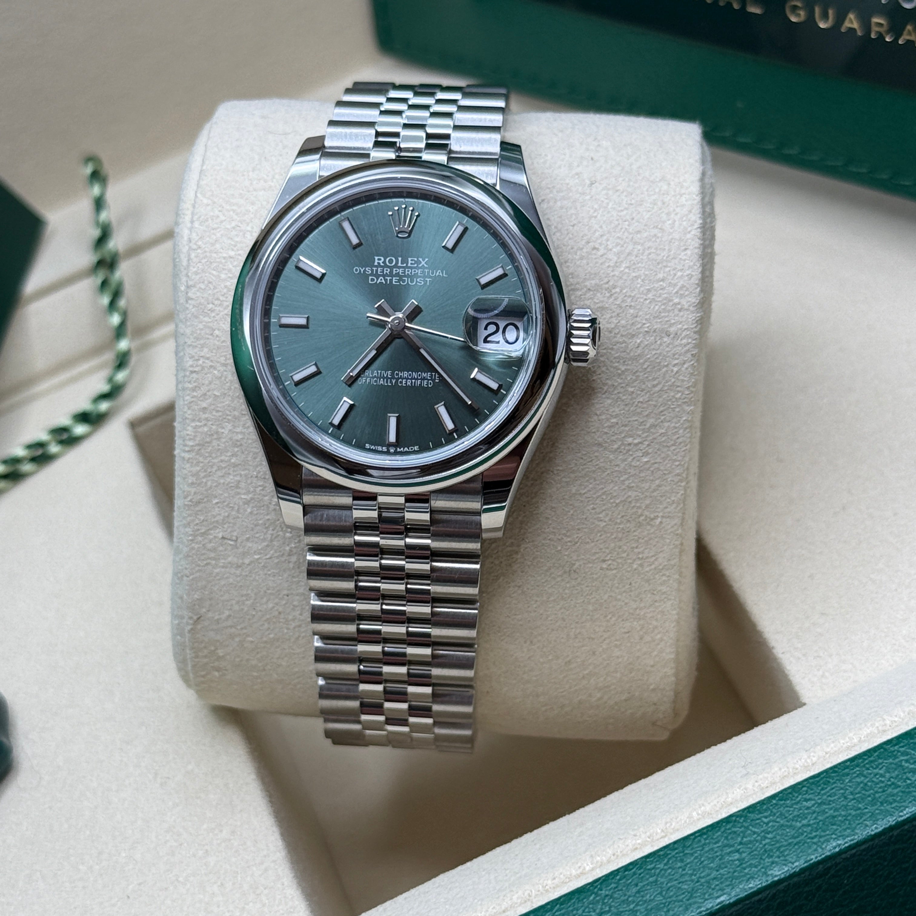 Datejust 31 Mint Green Index Luxury Watch