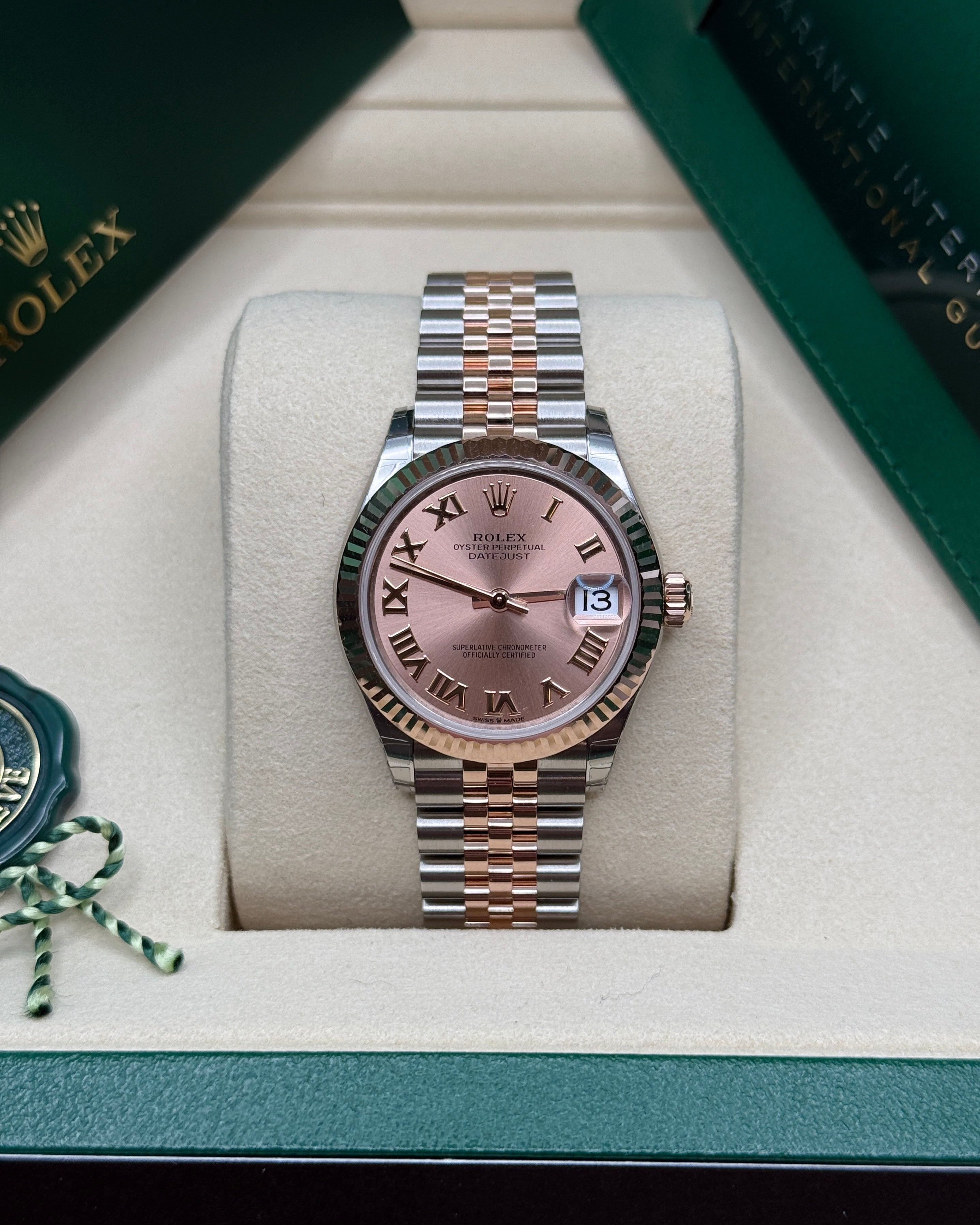 Datejust 31 Everose Gold Two-Tone Rose-Colour Roman Luxury Watch