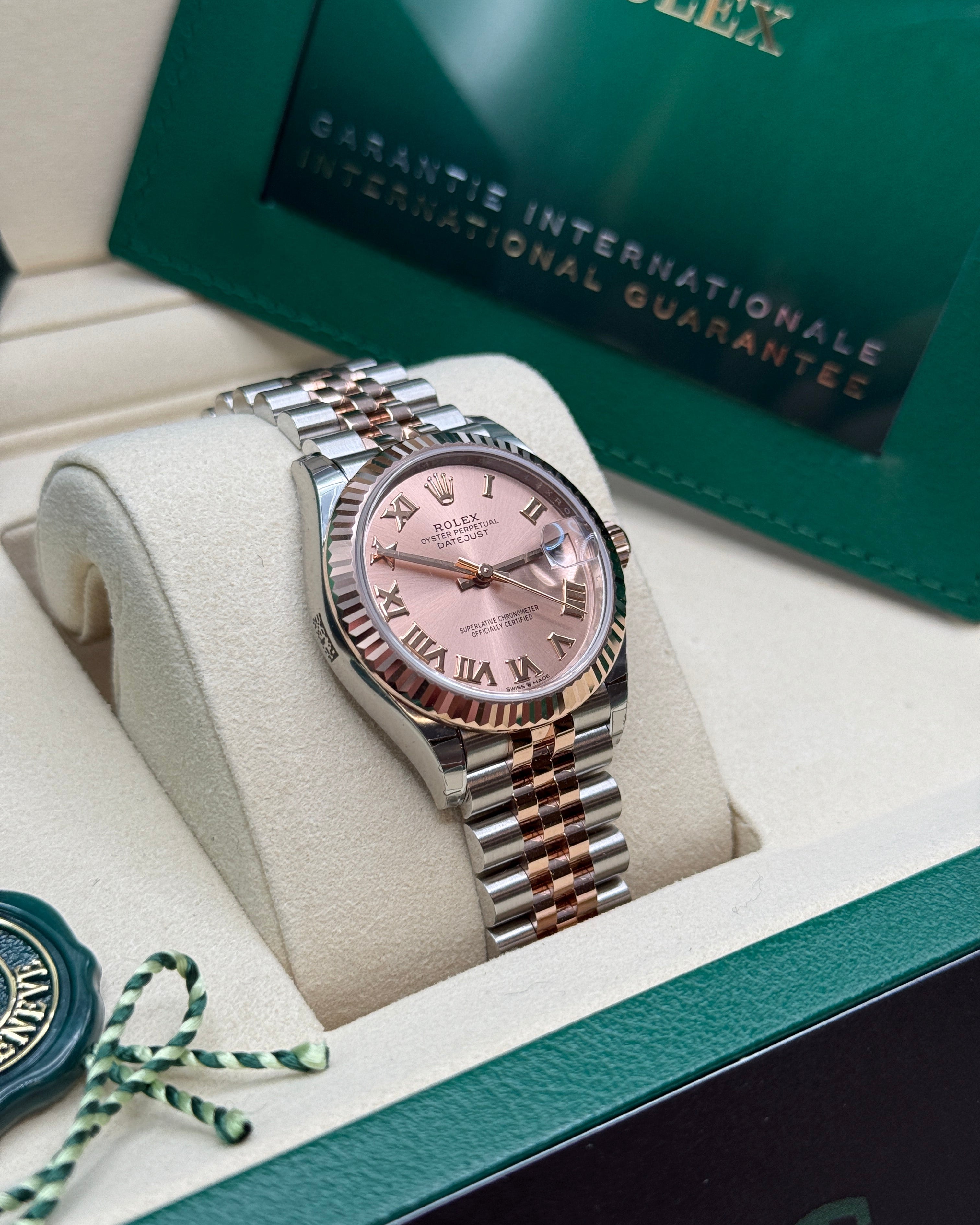 Datejust 31 Everose Gold Two-Tone Rose-Colour Roman Luxury Watch