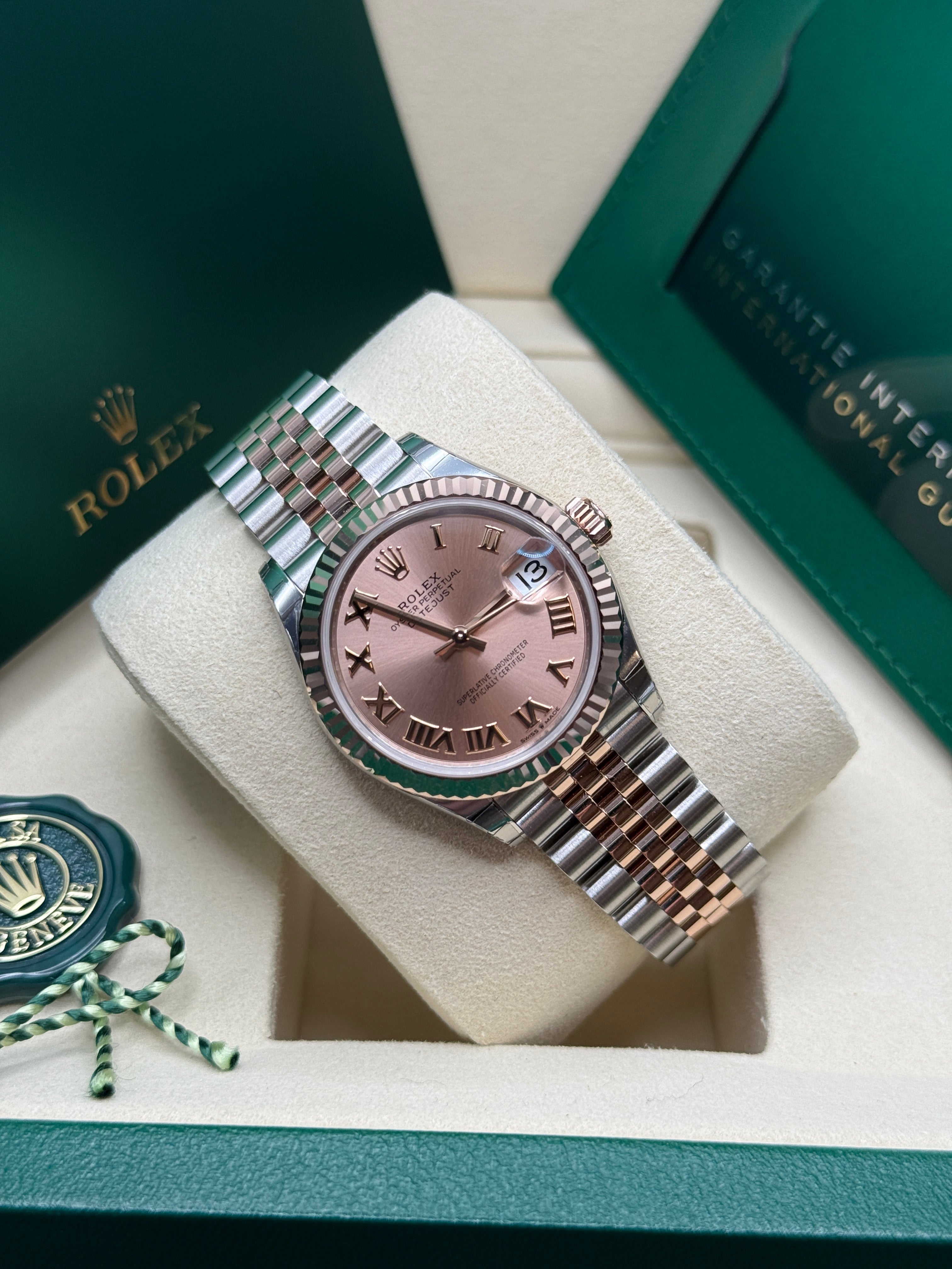 Datejust 31 Everose Gold Two-Tone Rose-Colour Roman Luxury Watch