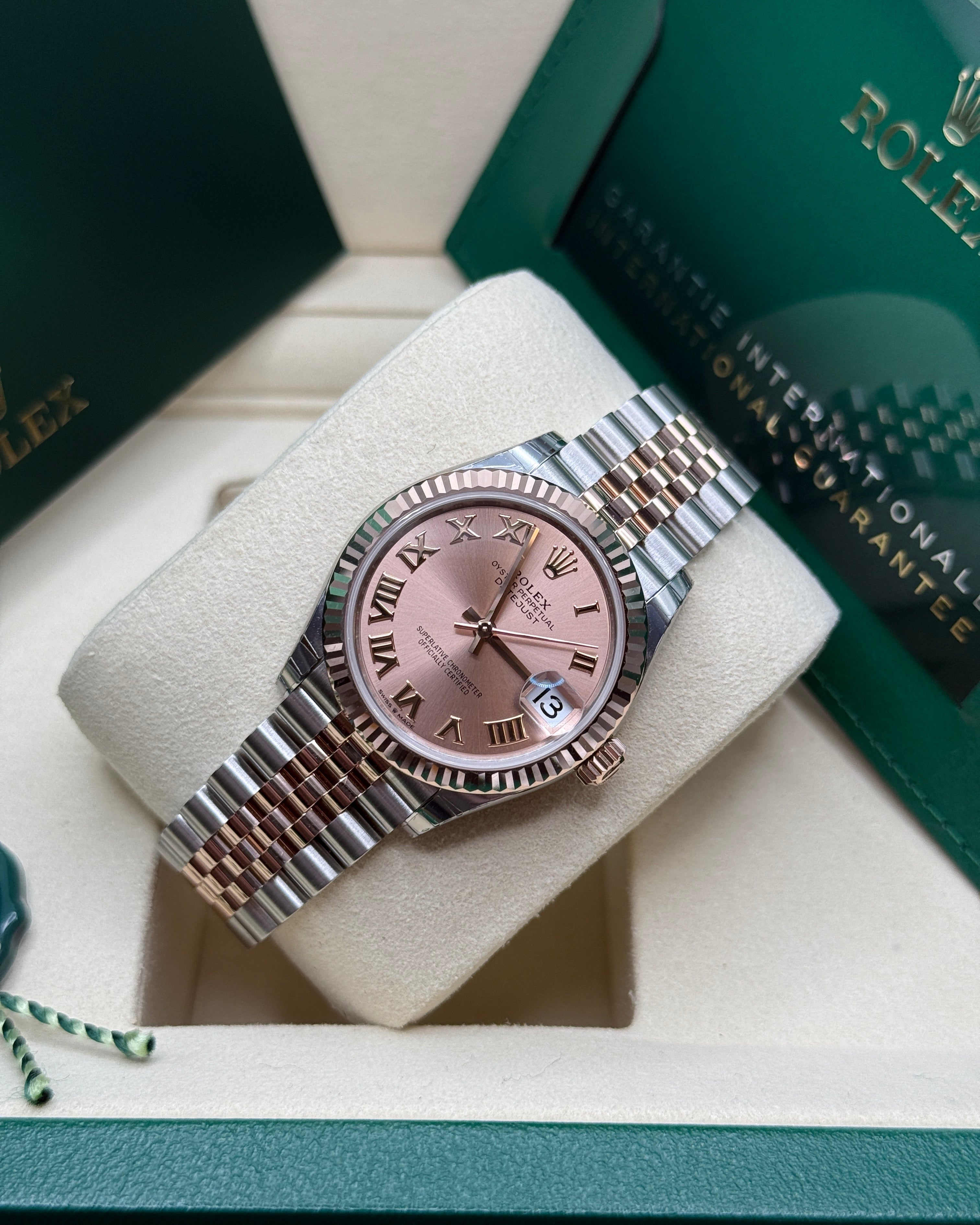 Datejust 31 Everose Gold Two-Tone Rose-Colour Roman Luxury Watch