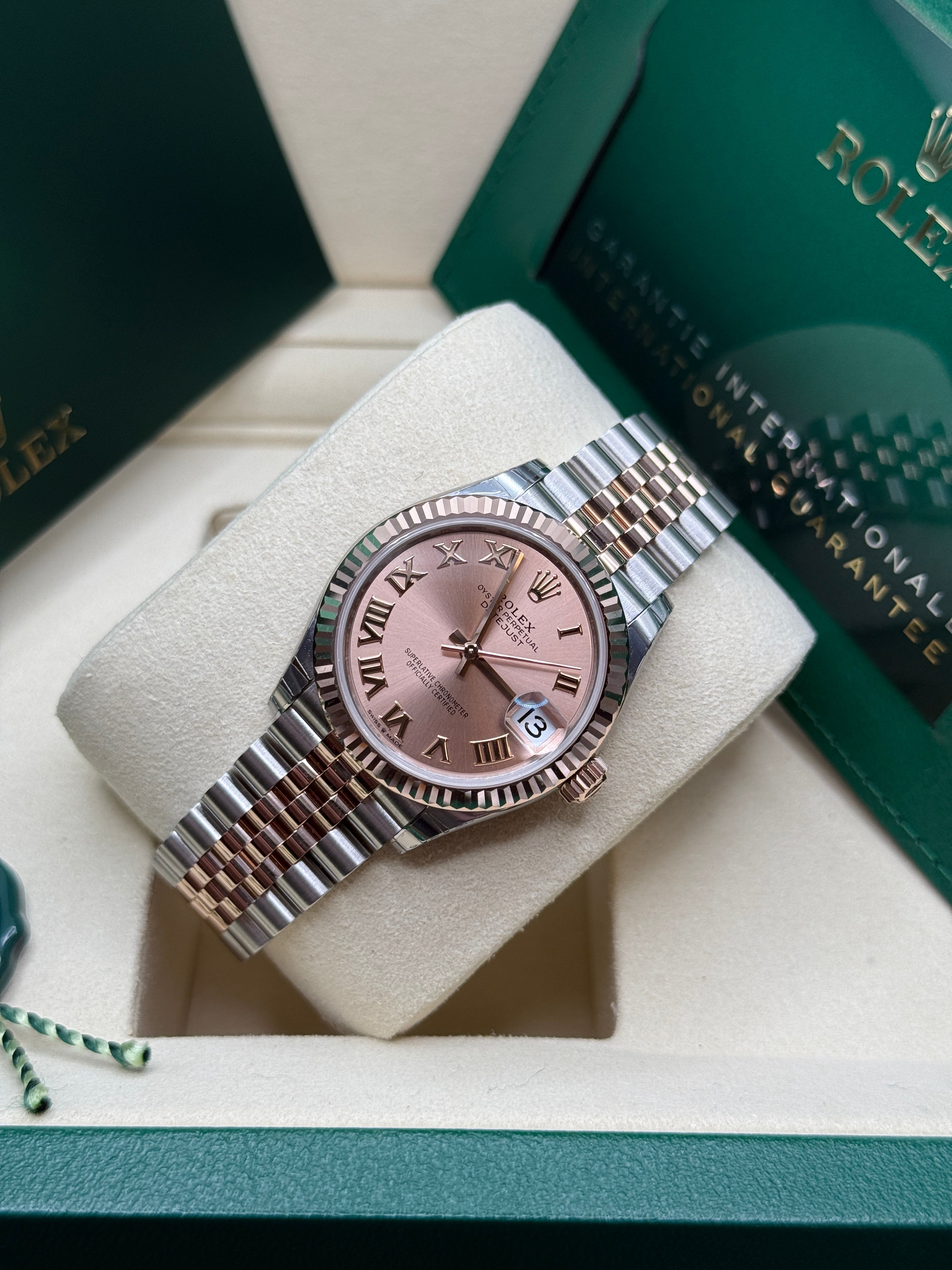 Datejust 31 Everose Gold Two-Tone Rose-Colour Roman Luxury Watch