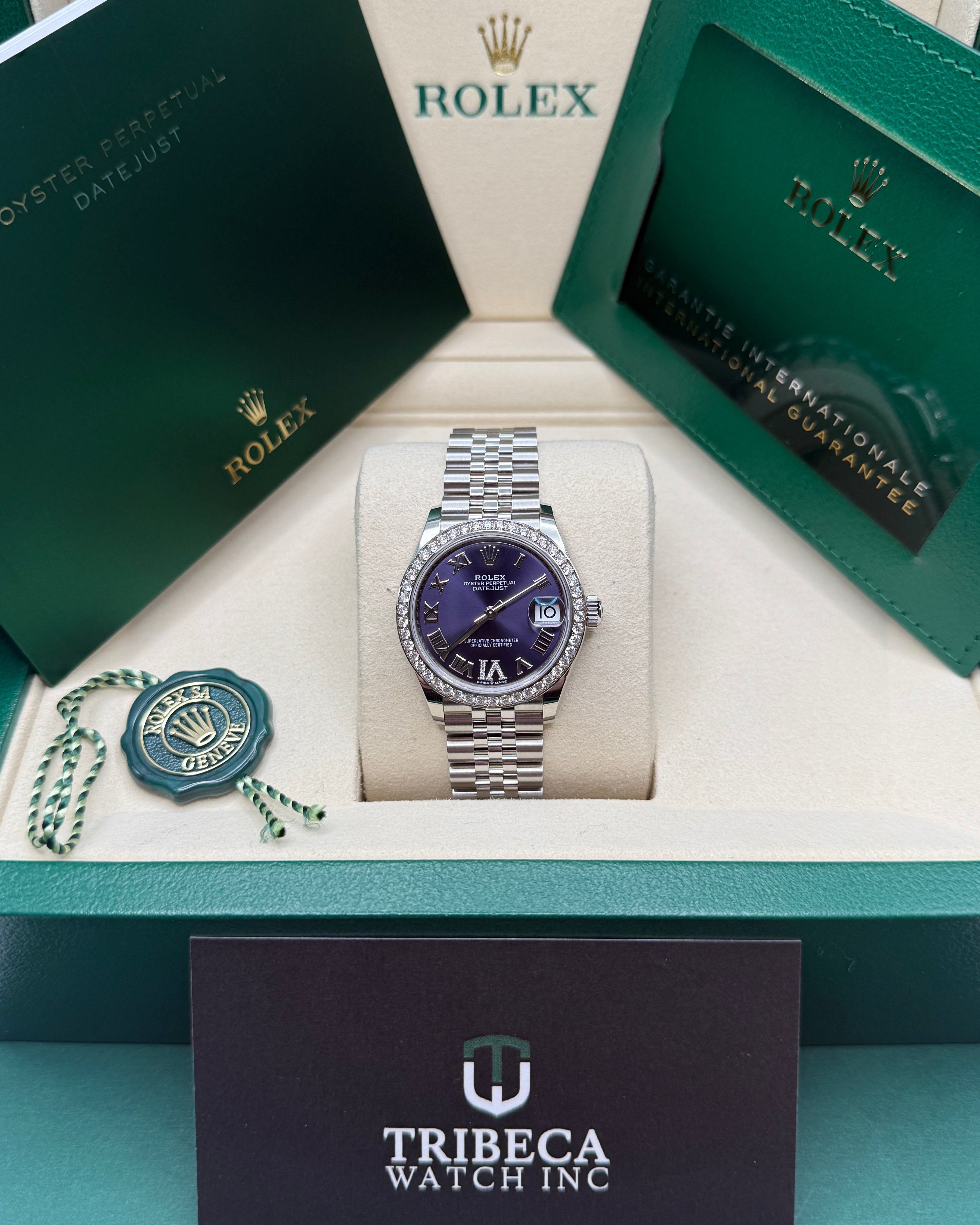 Datejust 31 Aubergine Roman Diamond Luxury Watch