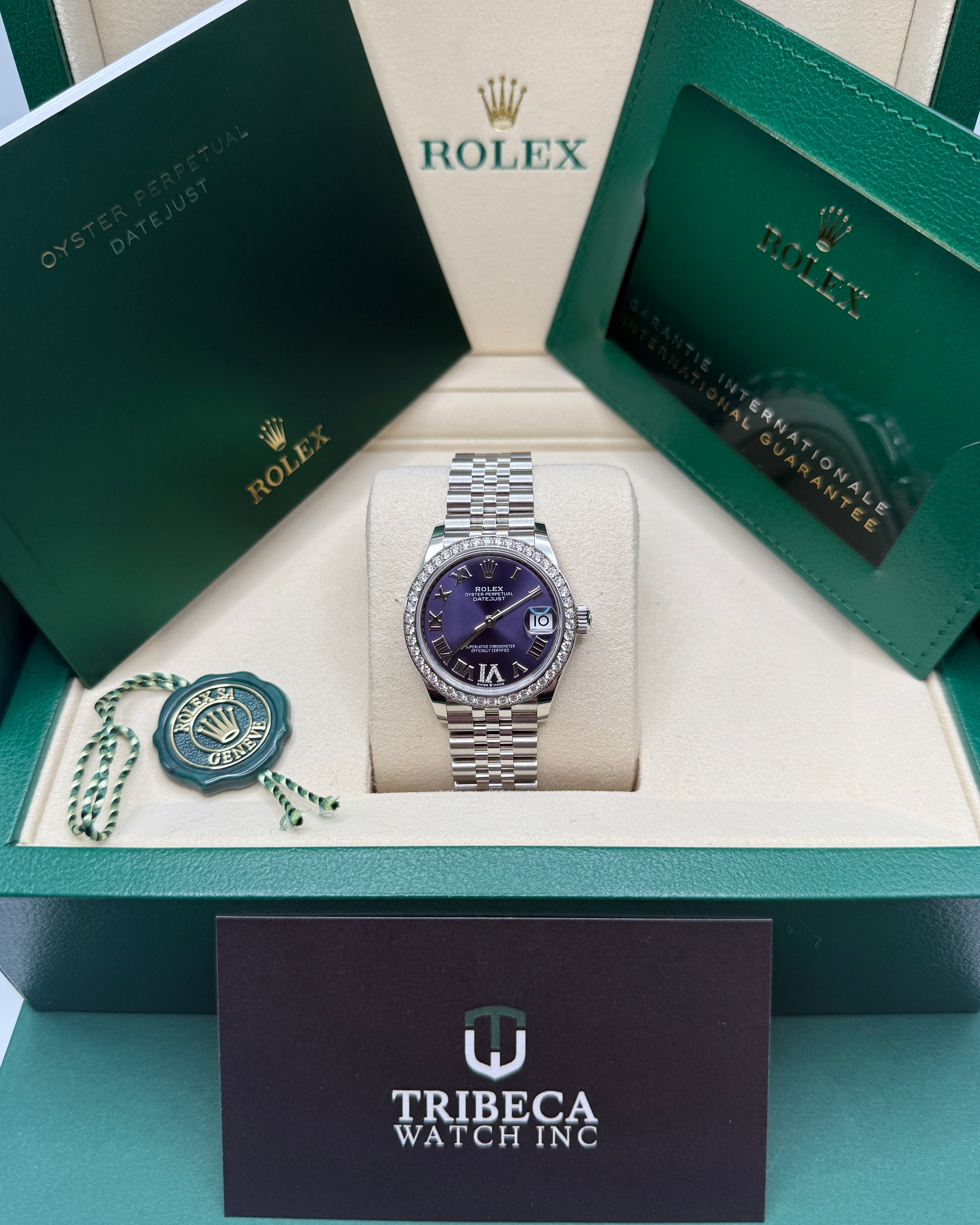 Datejust 31 Aubergine Roman Diamond Luxury Watch