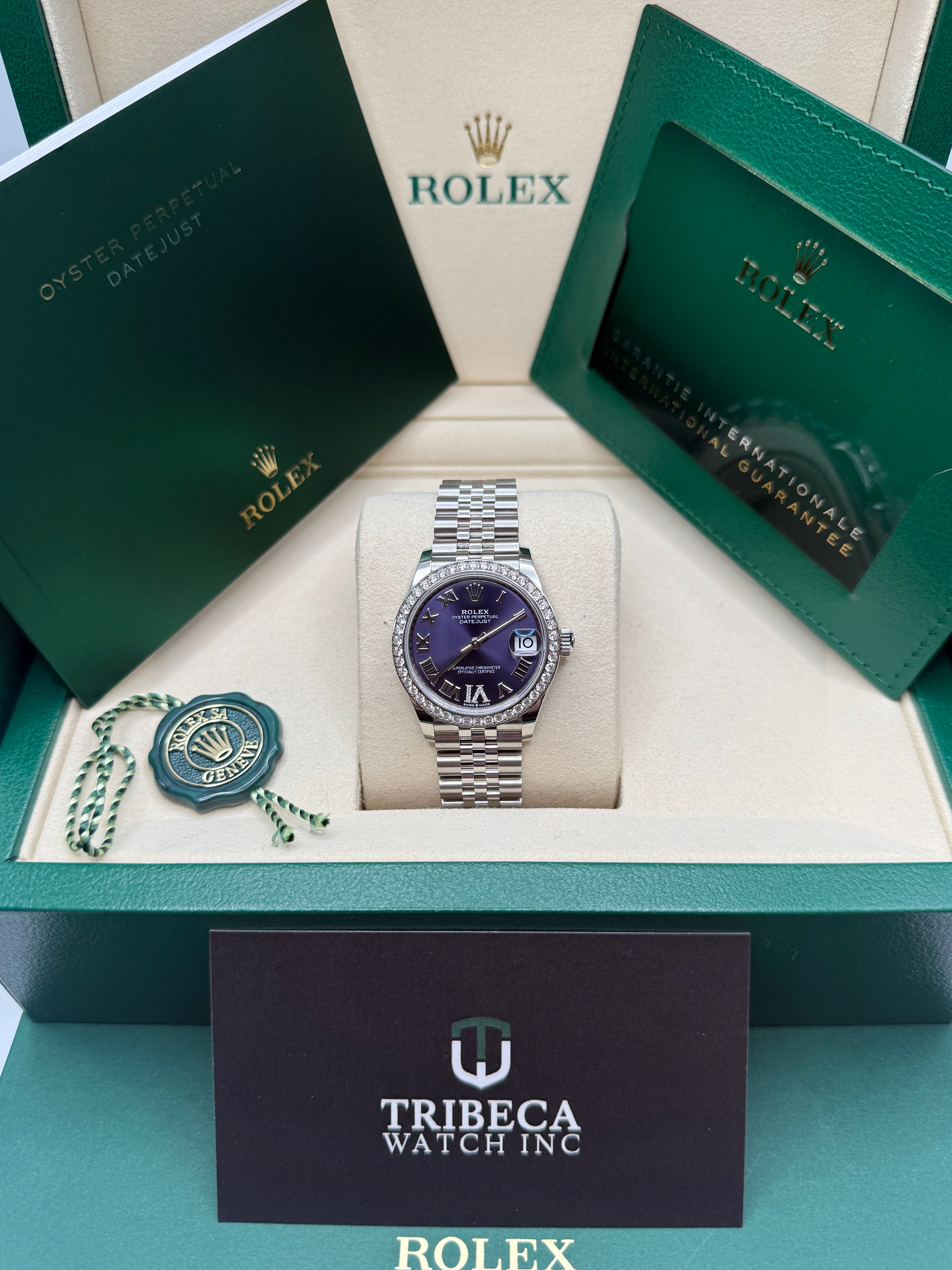 Datejust 31 Aubergine Roman Diamond Luxury Watch