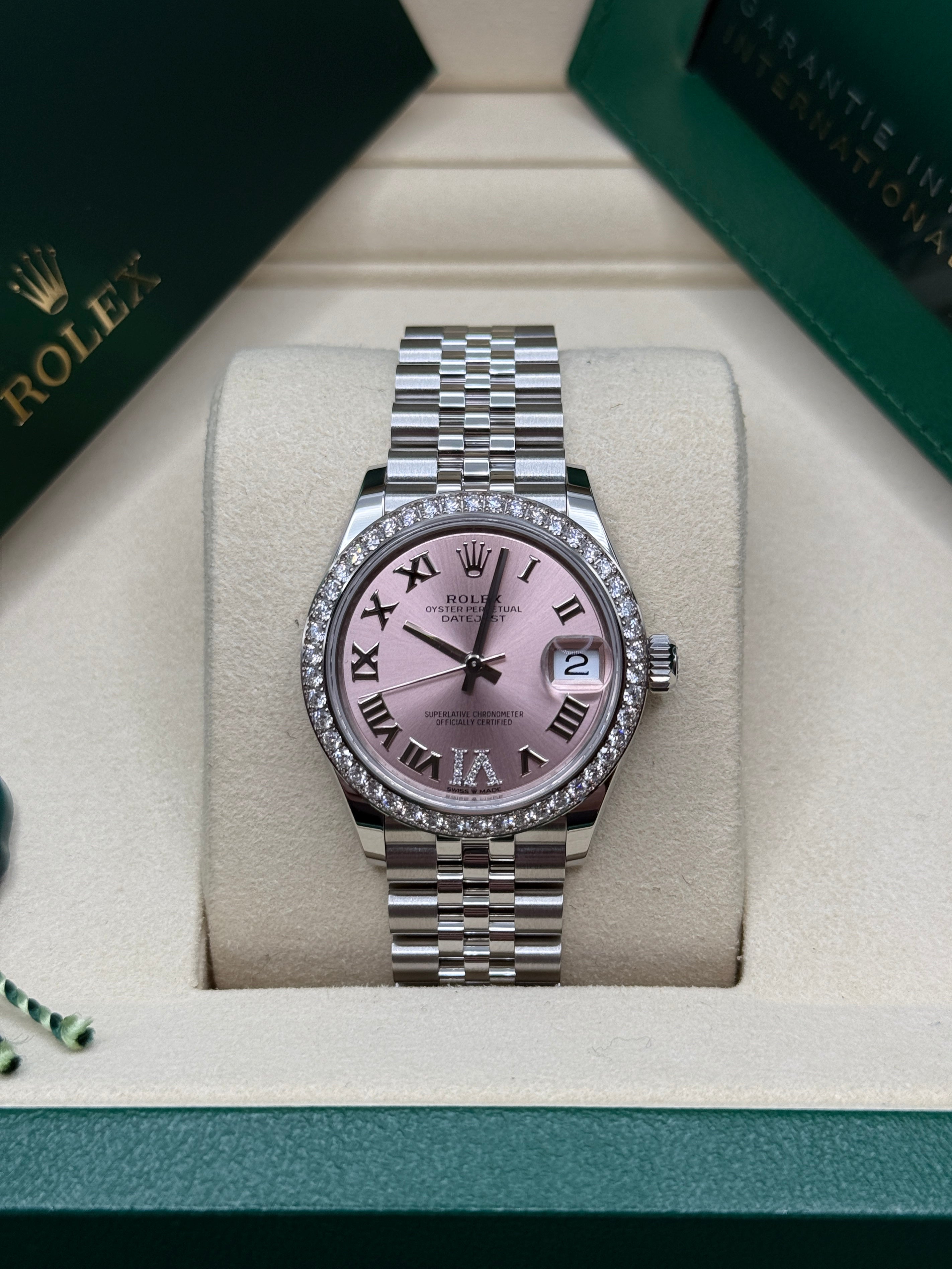 Datejust 31 Pink Roman Diamond Luxury Watch