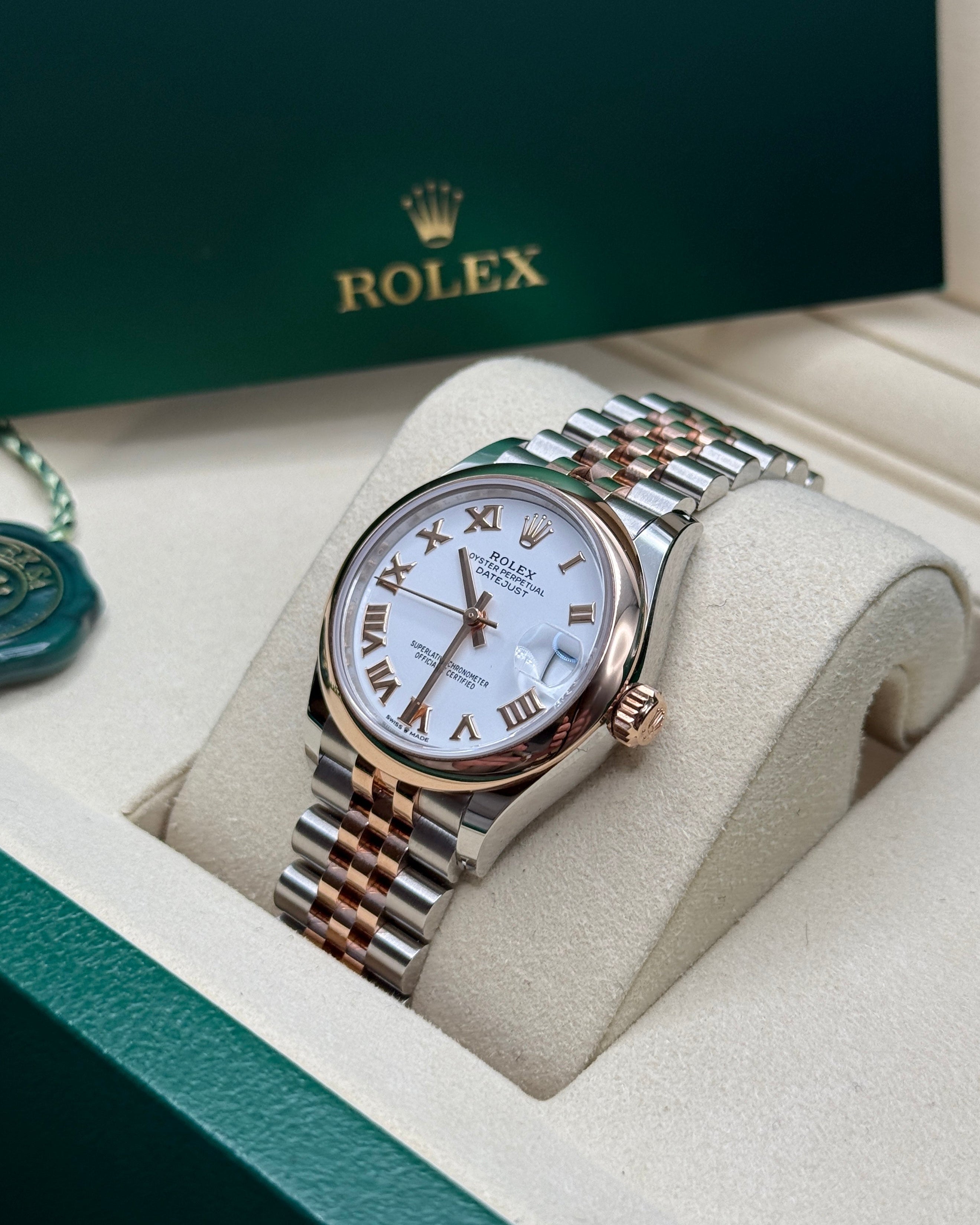 Datejust 31 Everose Gold Two-Tone White Roman Luxury Watch