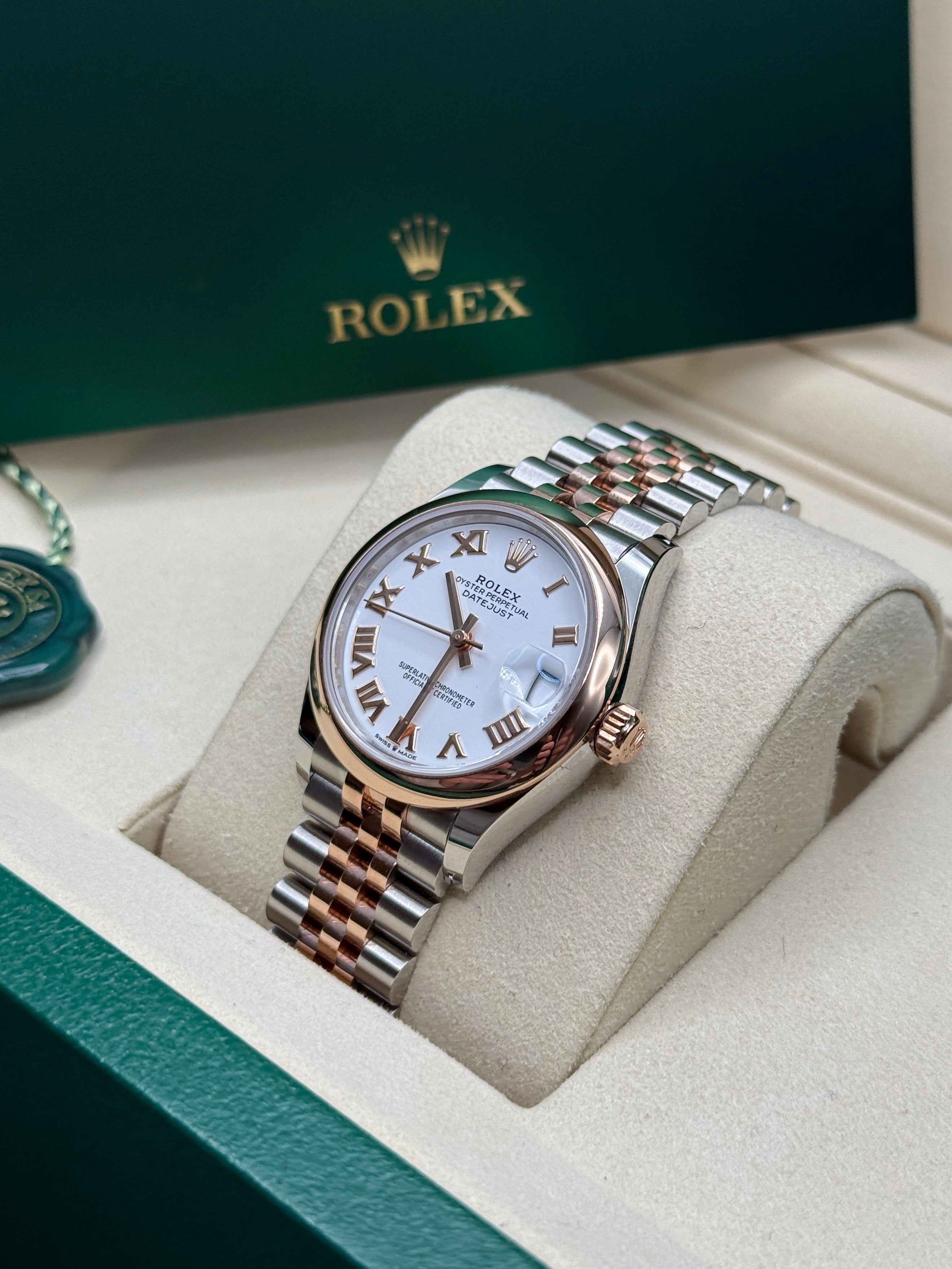 Datejust 31 Everose Gold Two-Tone White Roman Luxury Watch