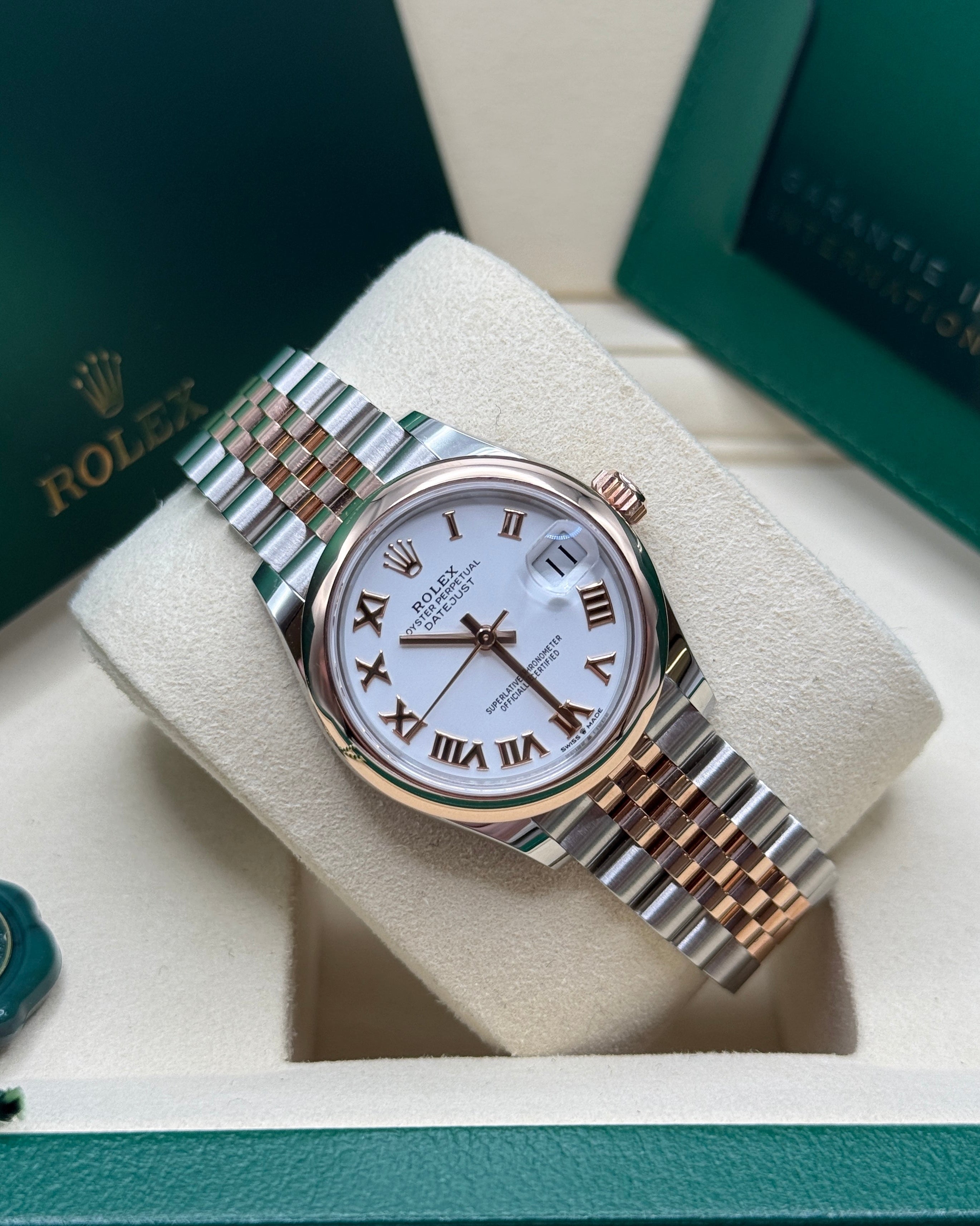 Datejust 31 Everose Gold Two-Tone White Roman Luxury Watch