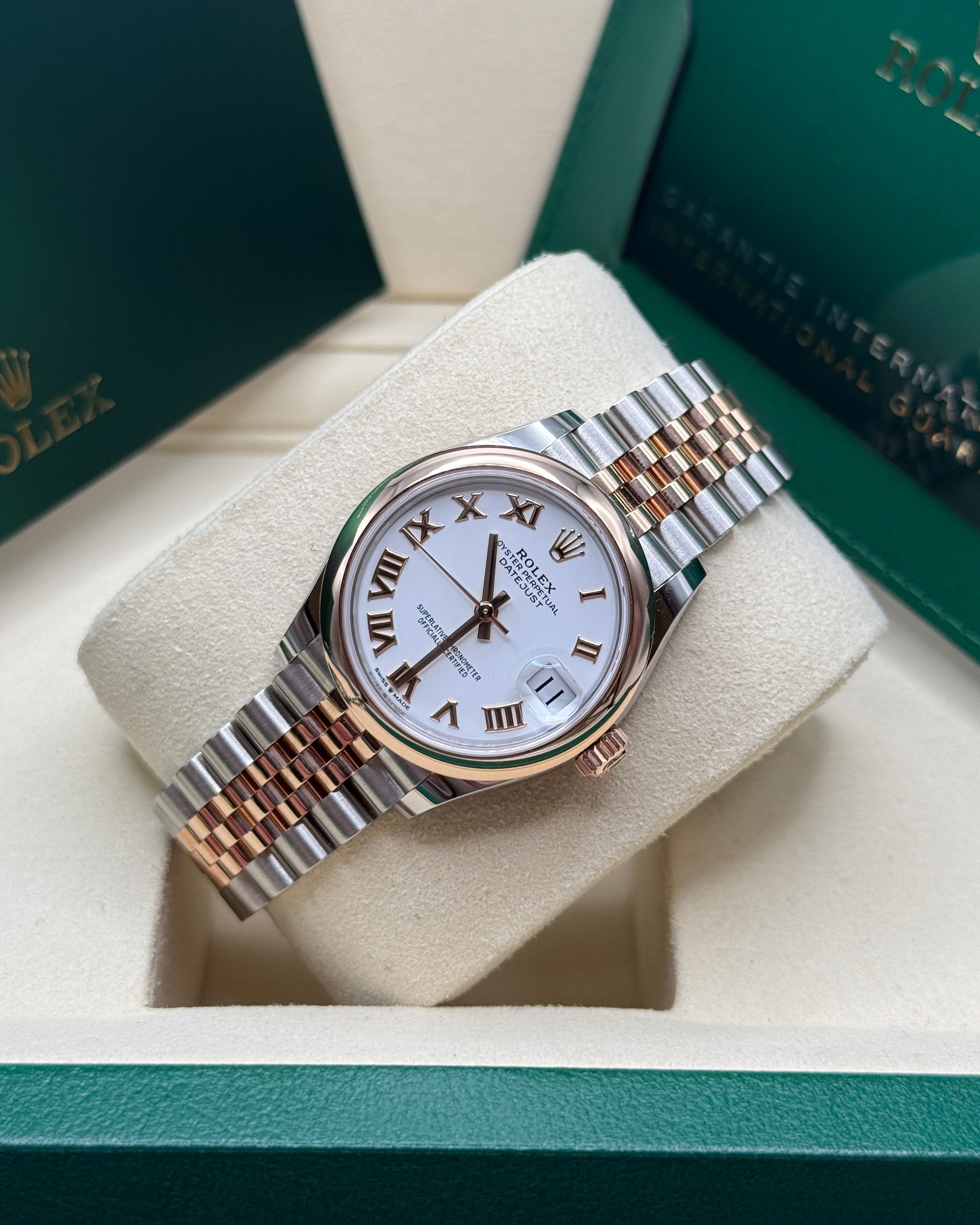 Datejust 31 Everose Gold Two-Tone White Roman Luxury Watch