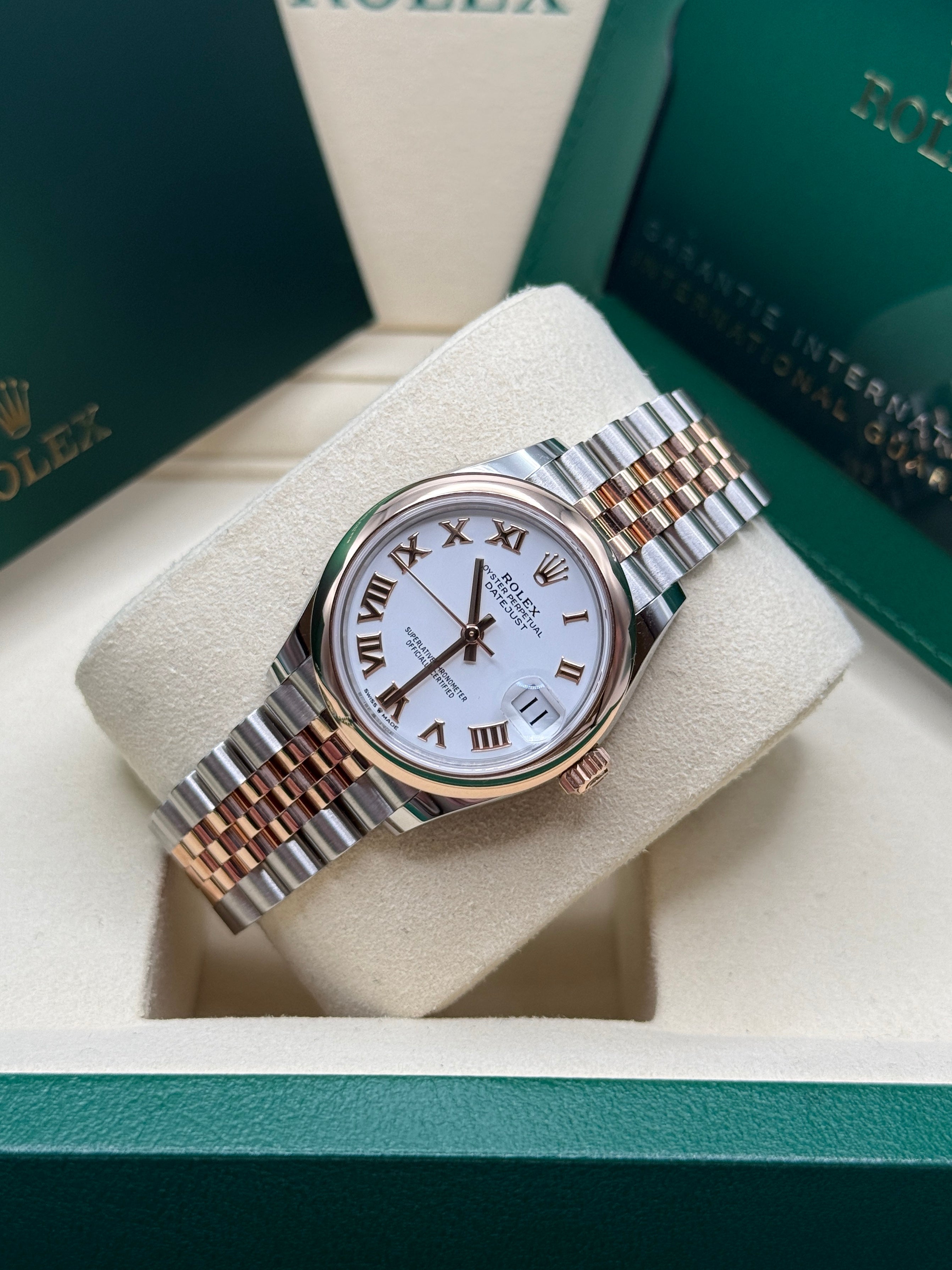Datejust 31 Everose Gold Two-Tone White Roman Luxury Watch