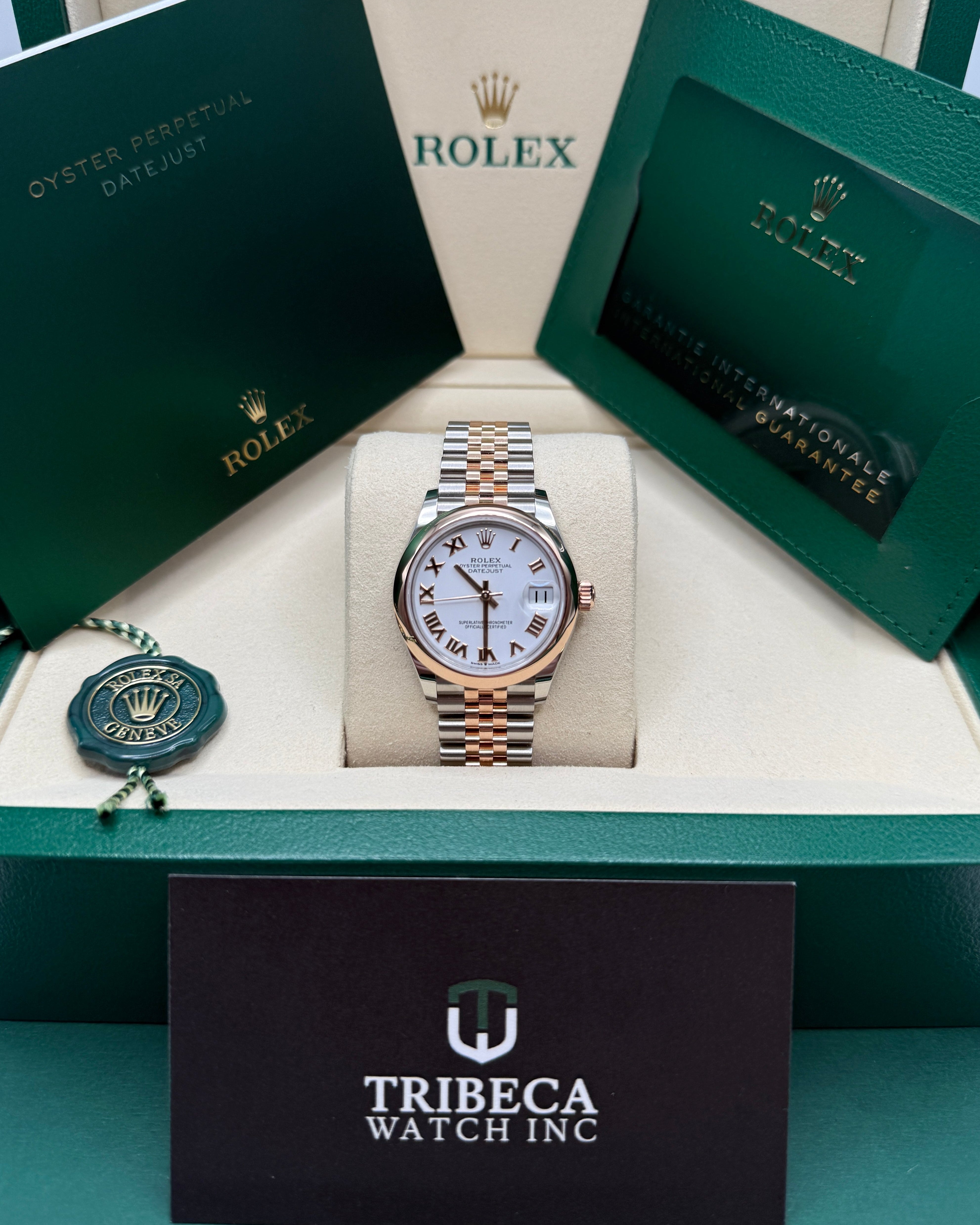 Datejust 31 Everose Gold Two-Tone White Roman Luxury Watch