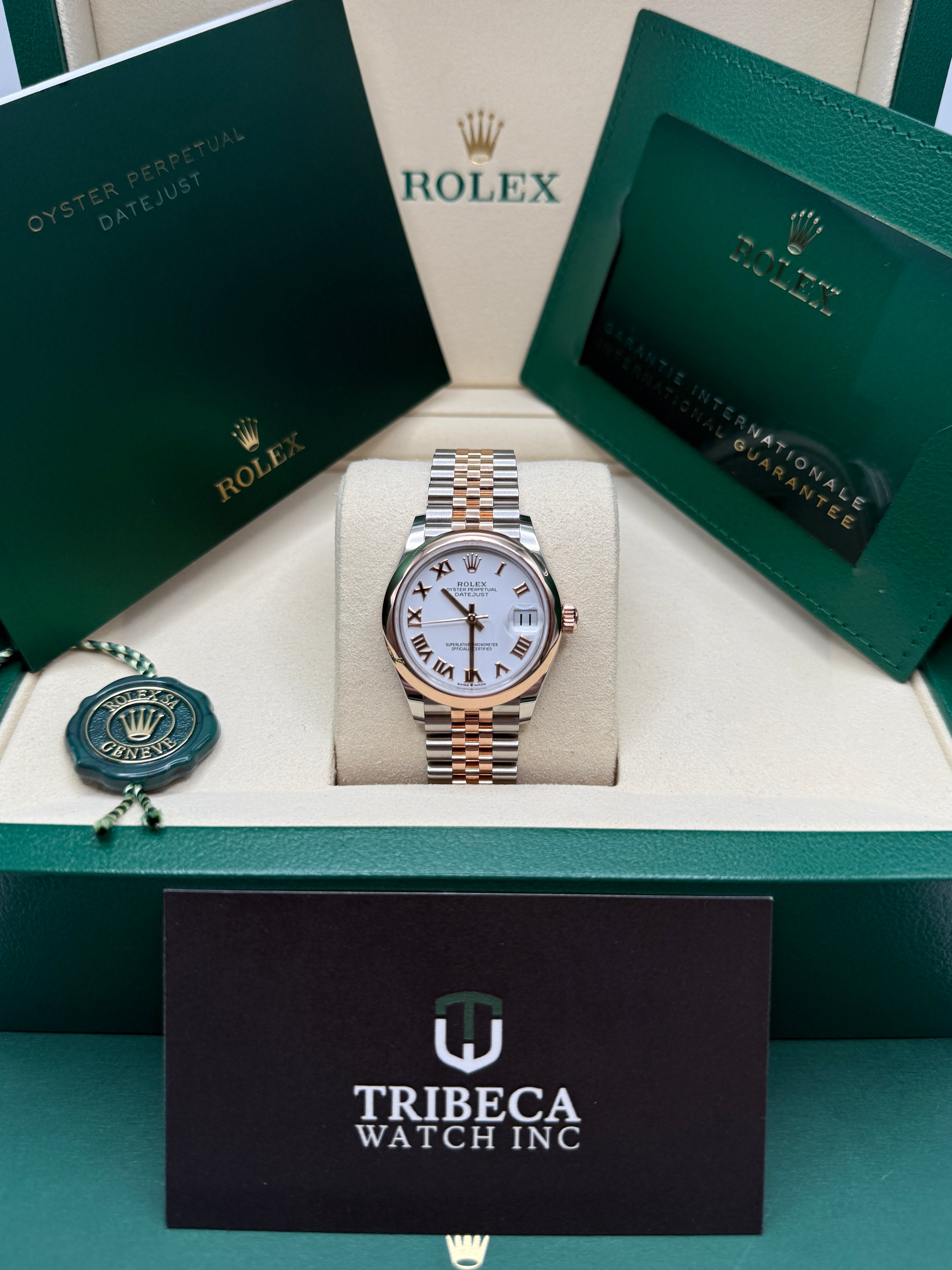 Datejust 31 Everose Gold Two-Tone White Roman Luxury Watch