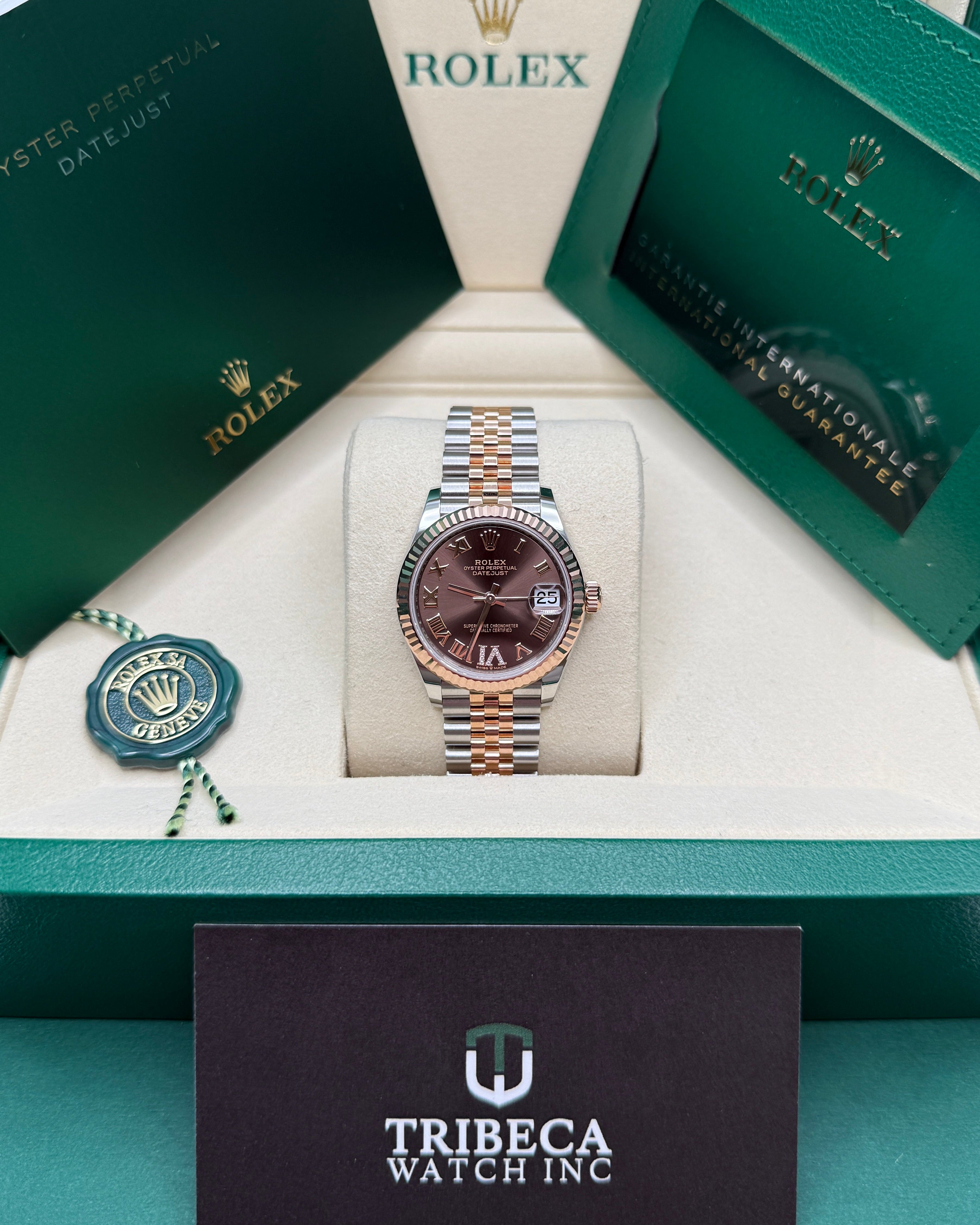 Datejust 31 Everose Gold Two-Tone Chocolate Roman Diamond Luxury Watch