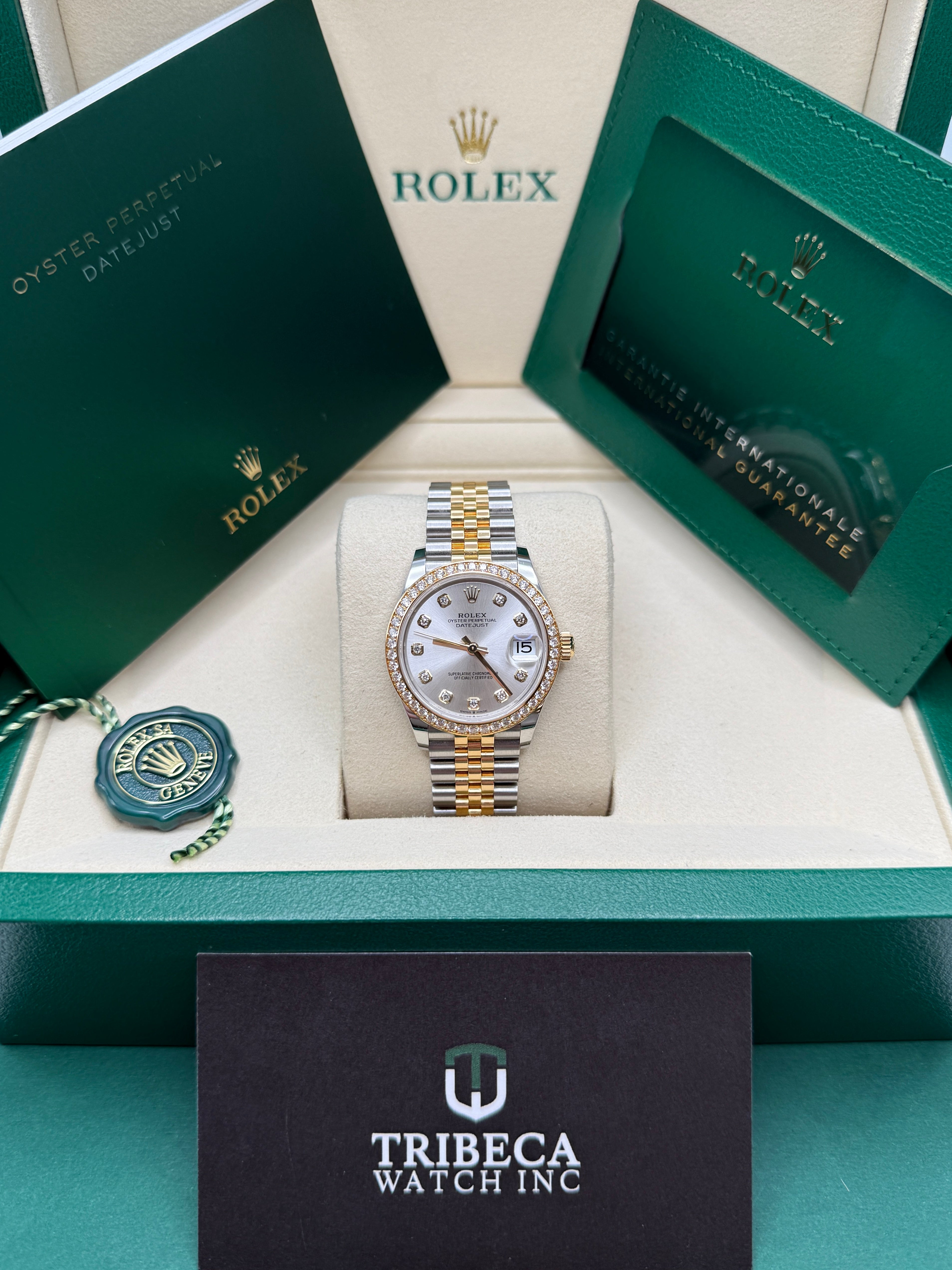 Datejust 31 Yellow Gold Two-Tone Silver Diamond Luxury Watch