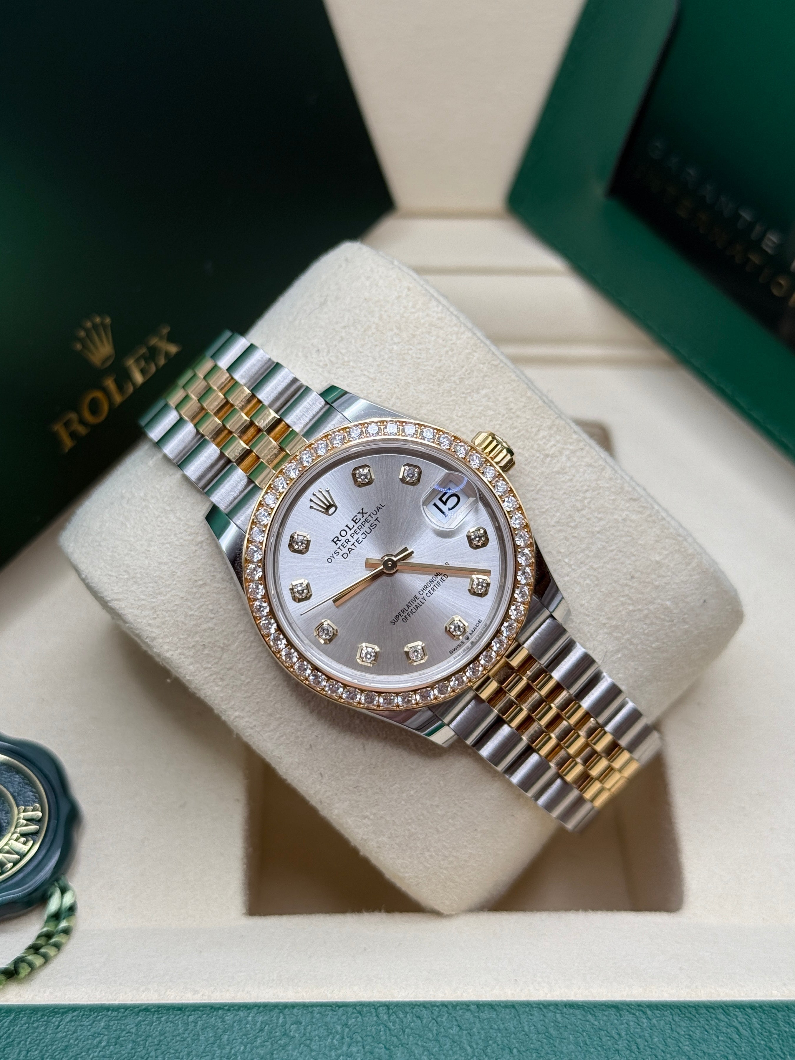 Datejust 31 Yellow Gold Two-Tone Silver Diamond Luxury Watch