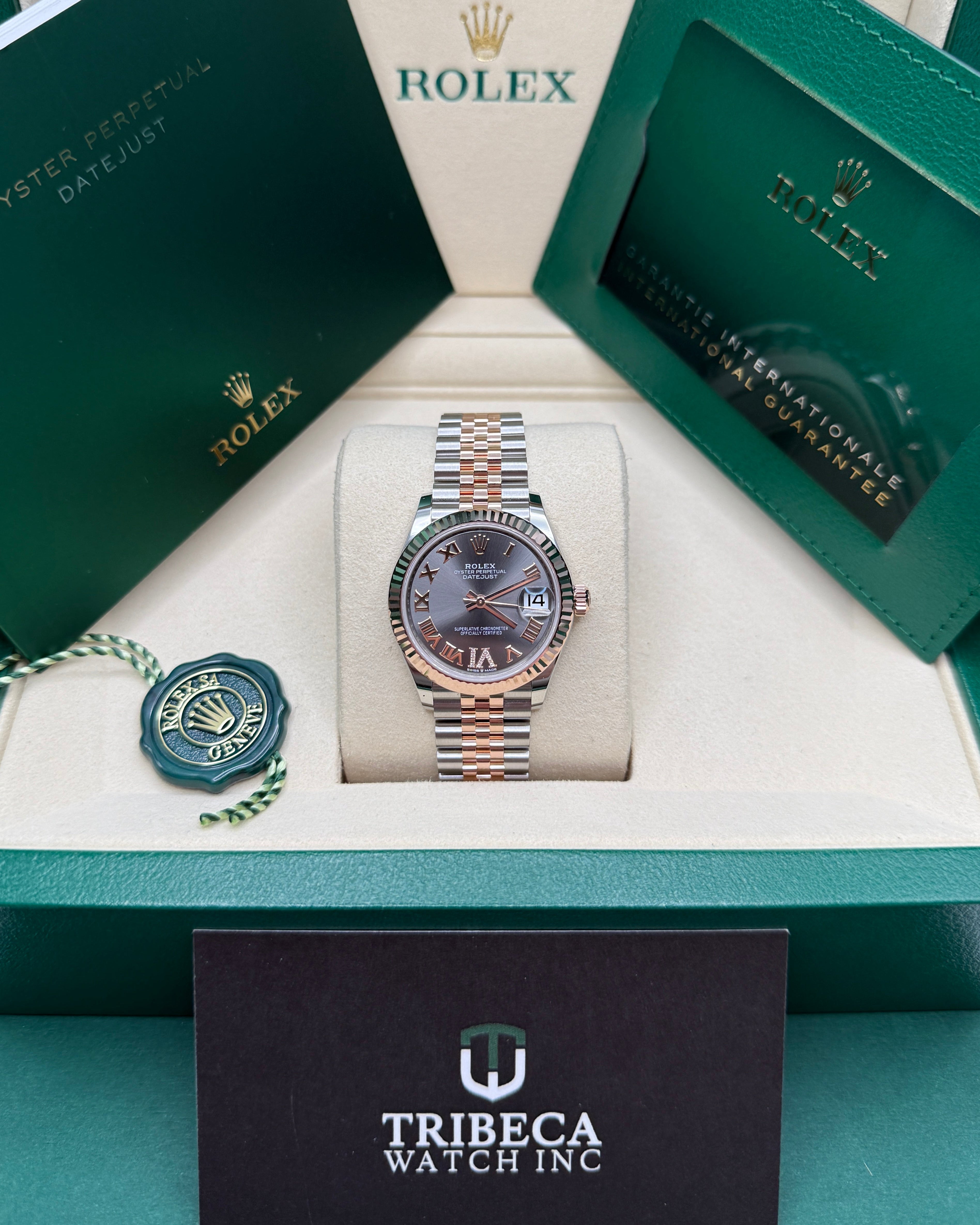 Datejust 31 Everose Gold Two-Tone Slate Roman Diamond Luxury Watch