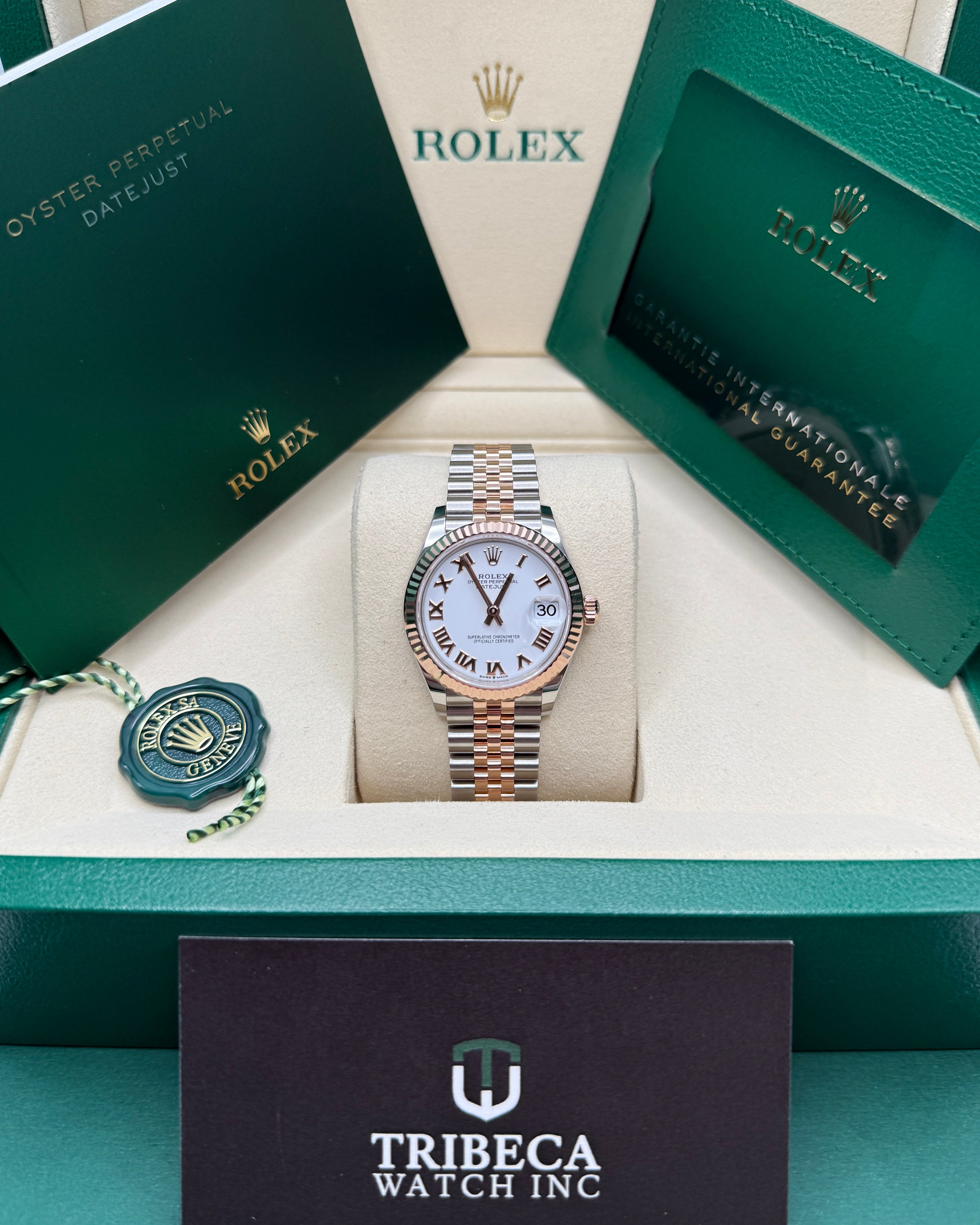 Datejust 31 Everose Gold Two-Tone White Roman Luxury Watch