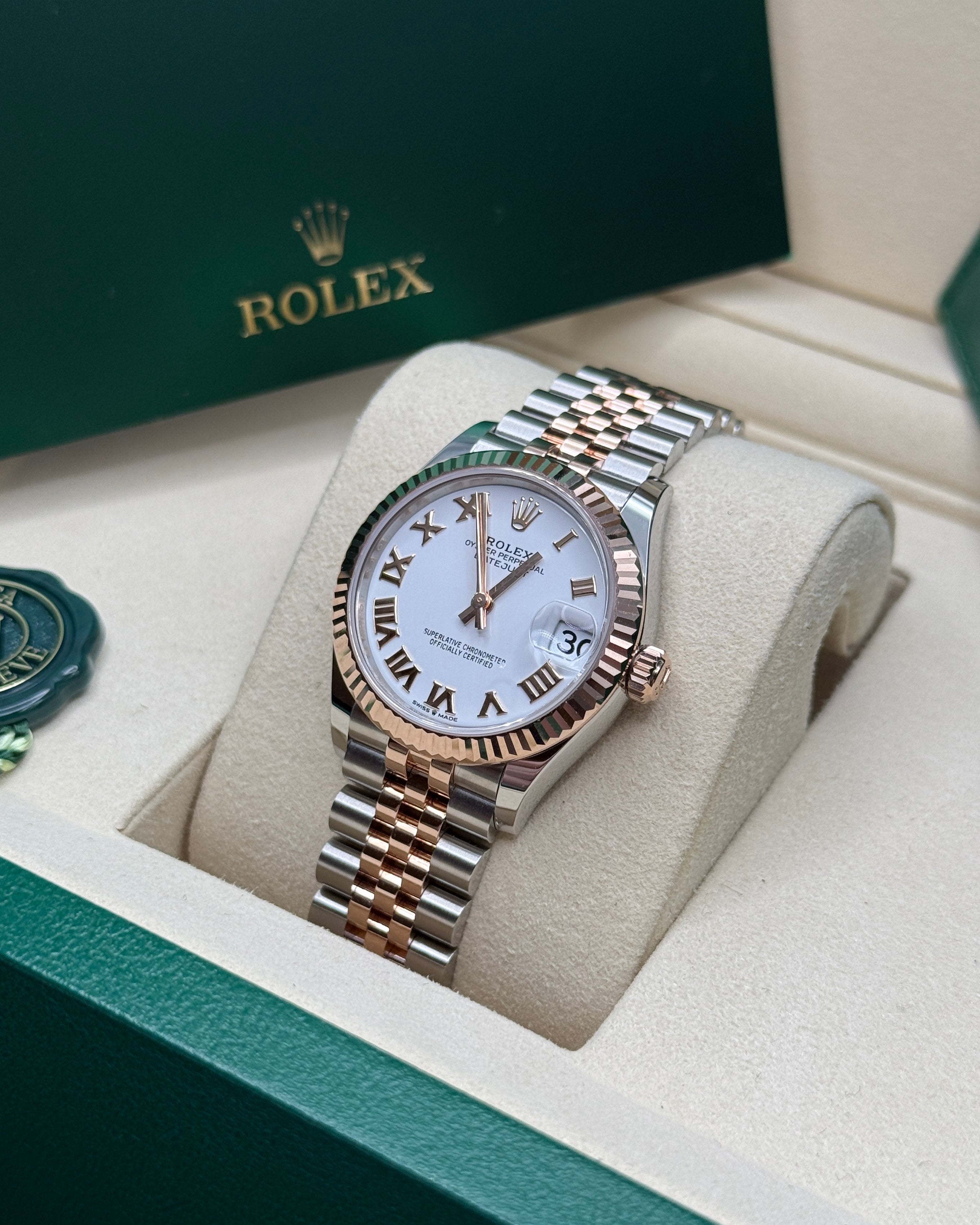 Datejust 31 Everose Gold Two-Tone White Roman Luxury Watch