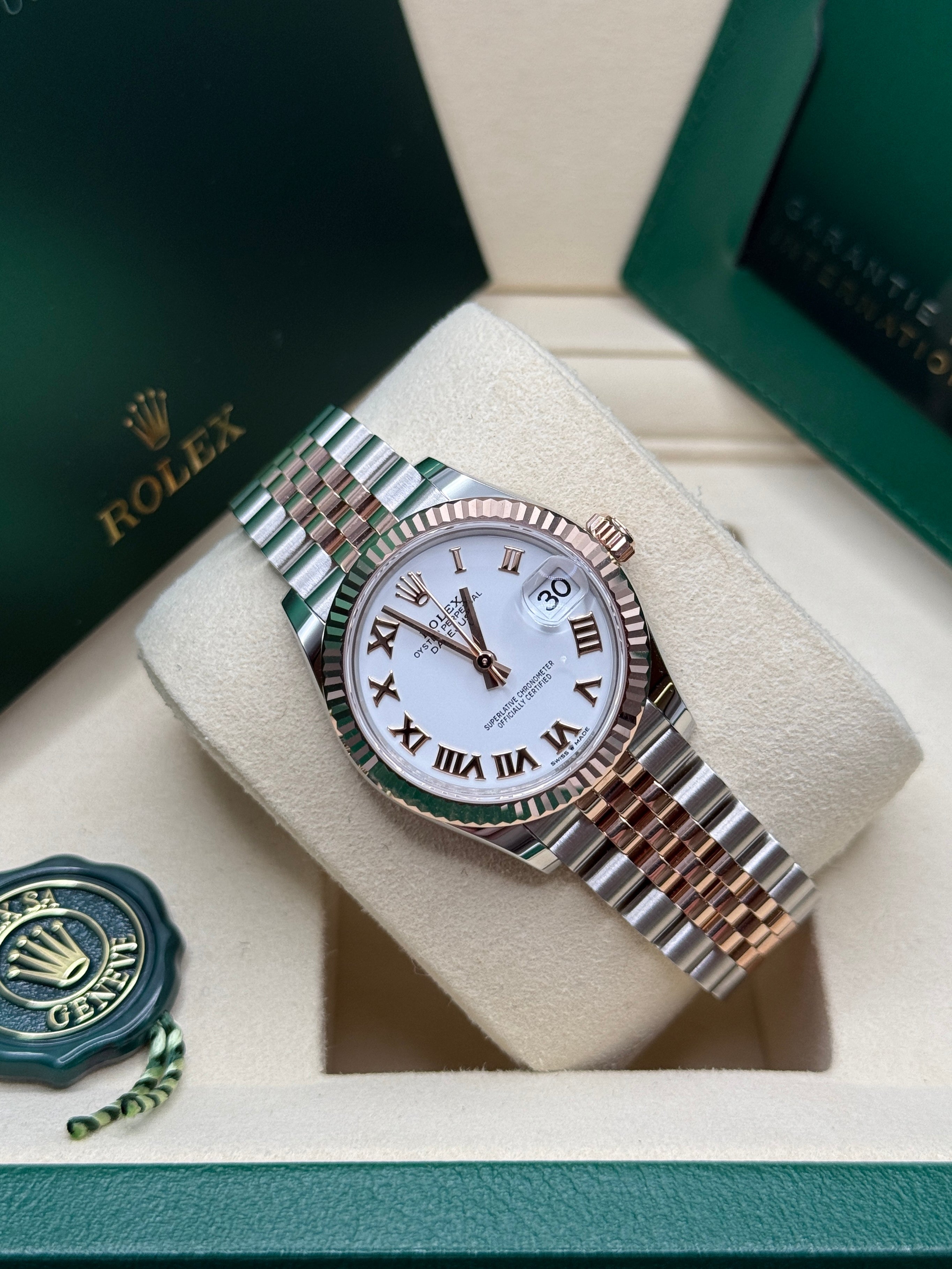 Datejust 31 Everose Gold Two-Tone White Roman Luxury Watch