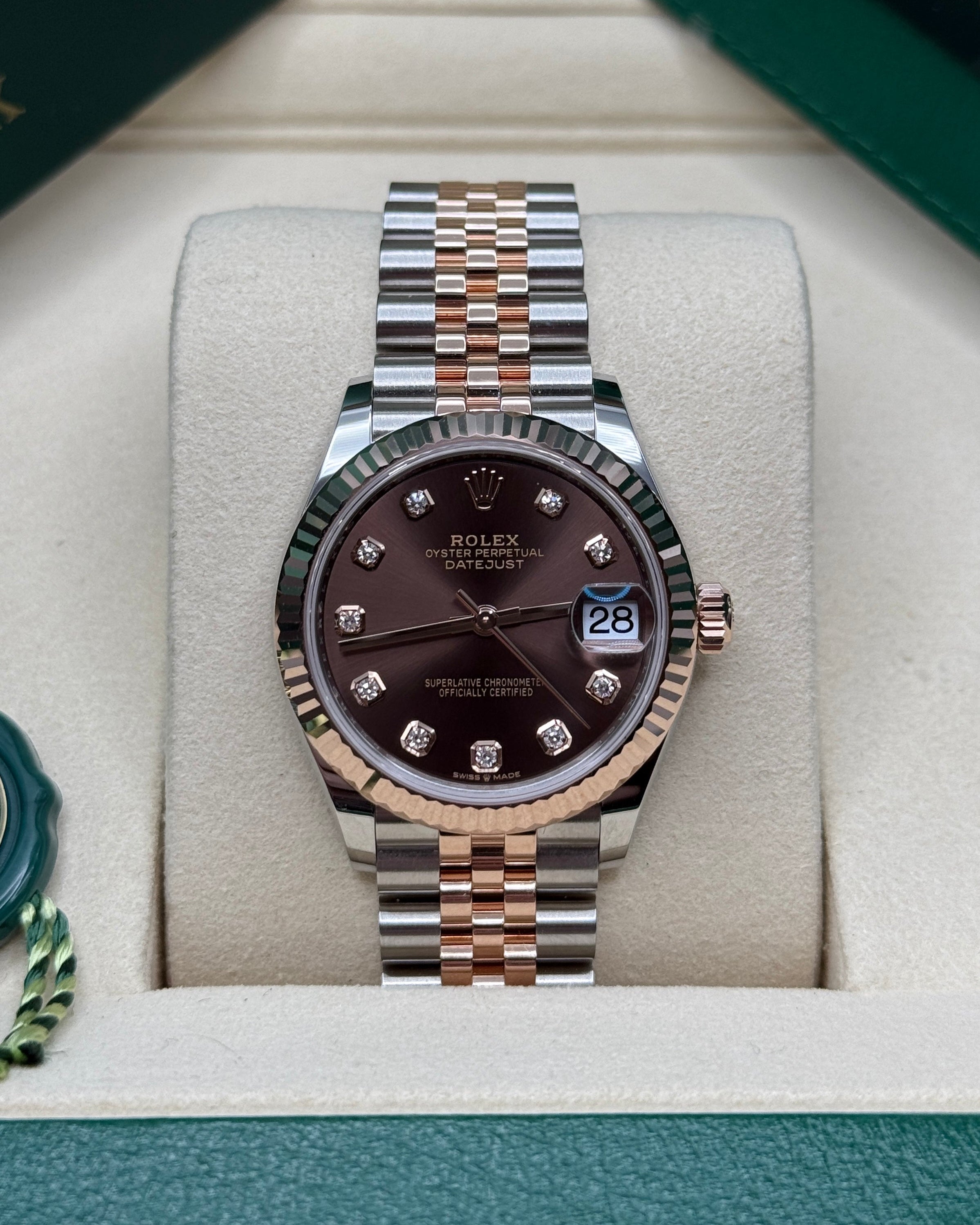 Datejust 31 Everose Gold Two-Tone Chocolate Diamond Luxury Watch