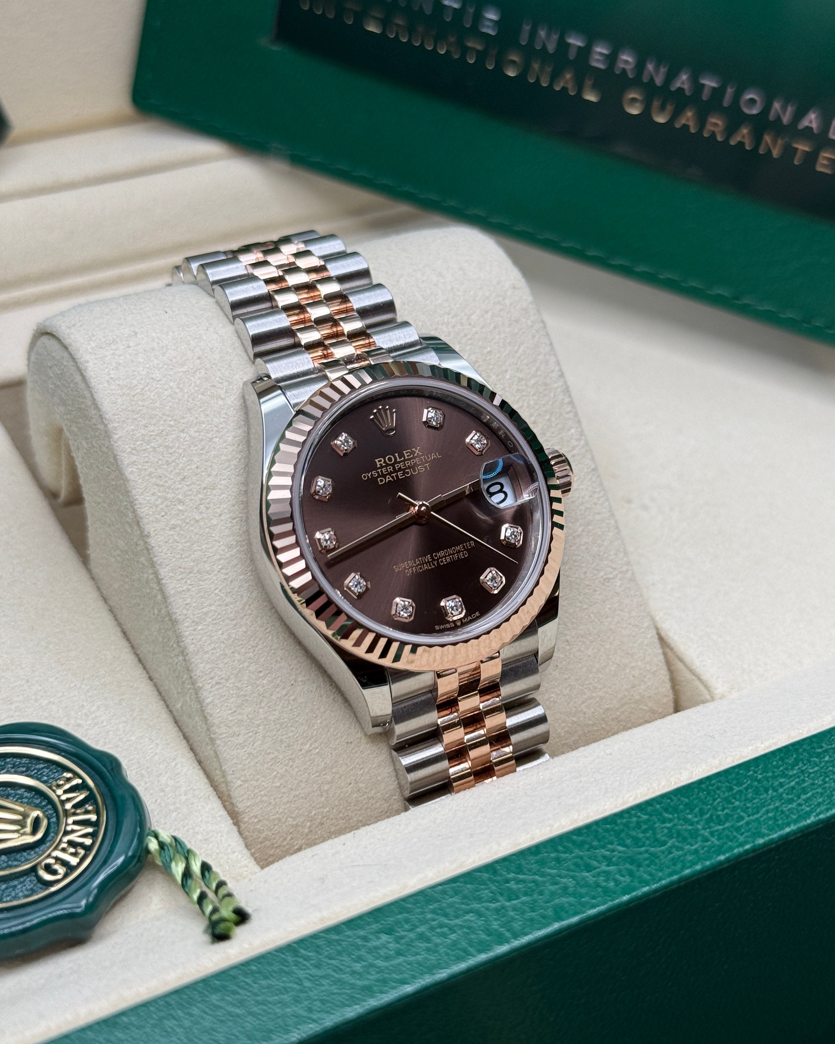 Datejust 31 Everose Gold Two-Tone Chocolate Diamond Luxury Watch