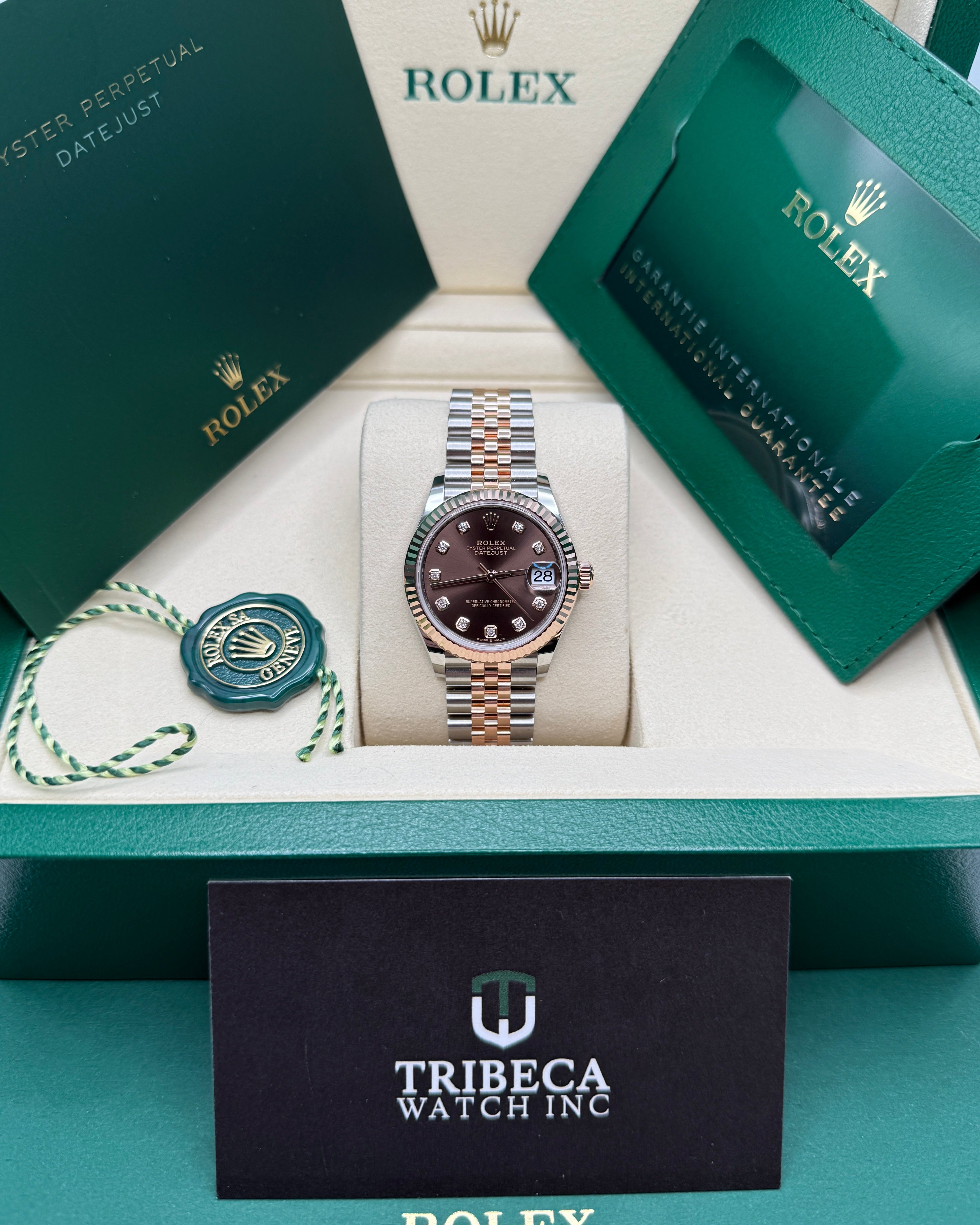 Datejust 31 Everose Gold Two-Tone Chocolate Diamond Luxury Watch