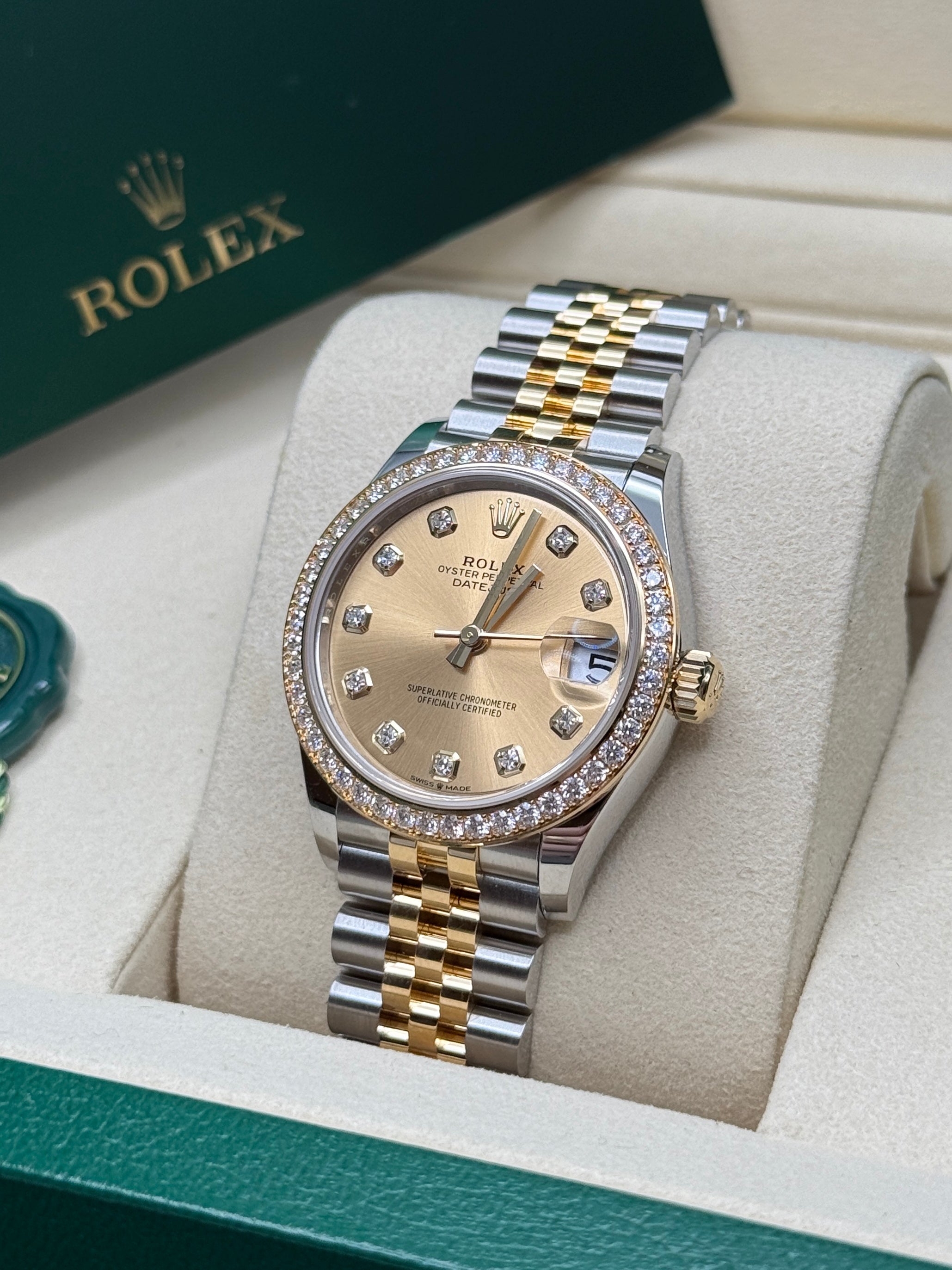 Datejust 31 Yellow Gold Two-Tone Champagne Diamond Luxury Watch