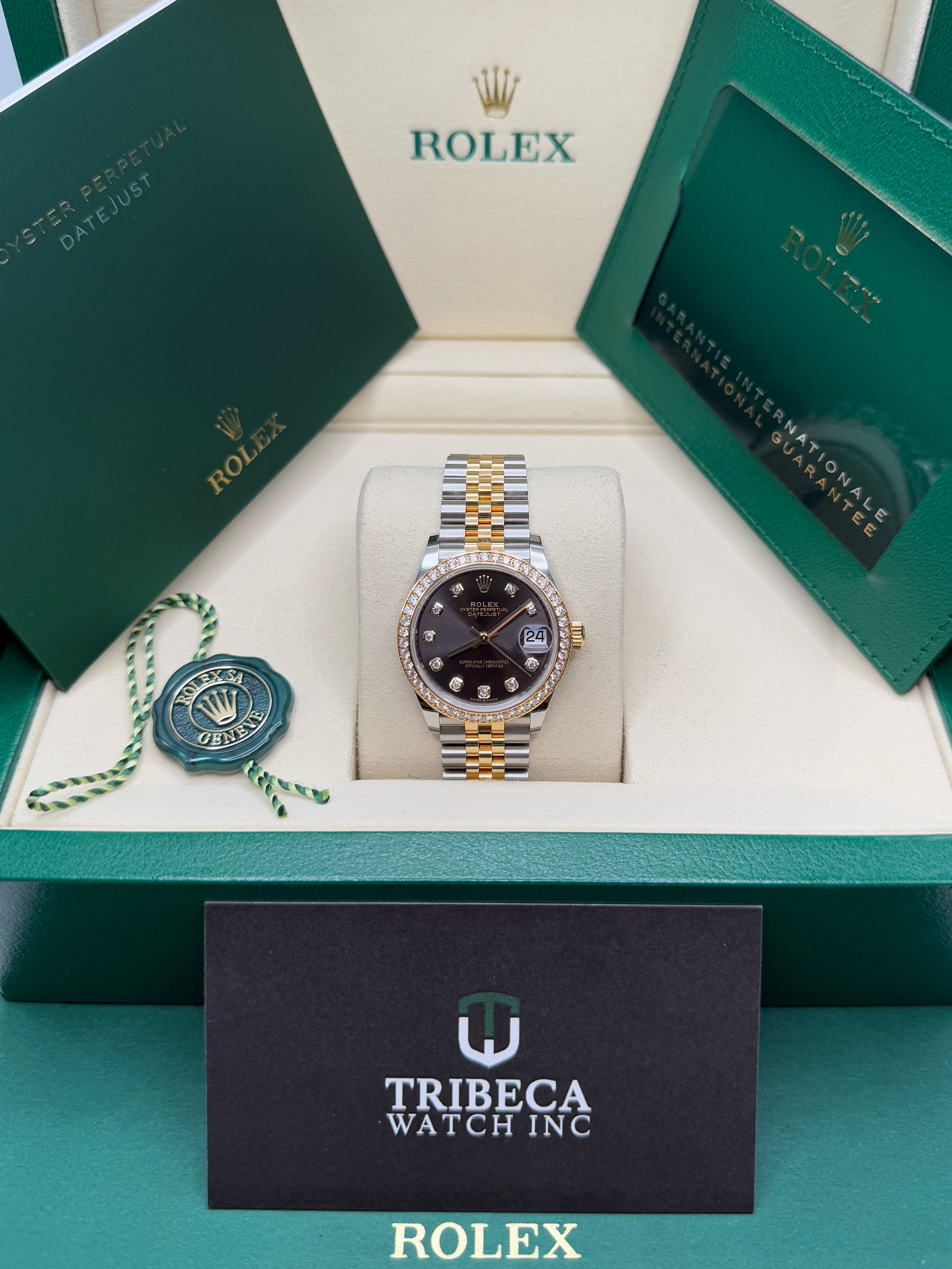 Datejust 31 Yellow Gold Two-Tone Dark Grey Diamond Luxury Watch