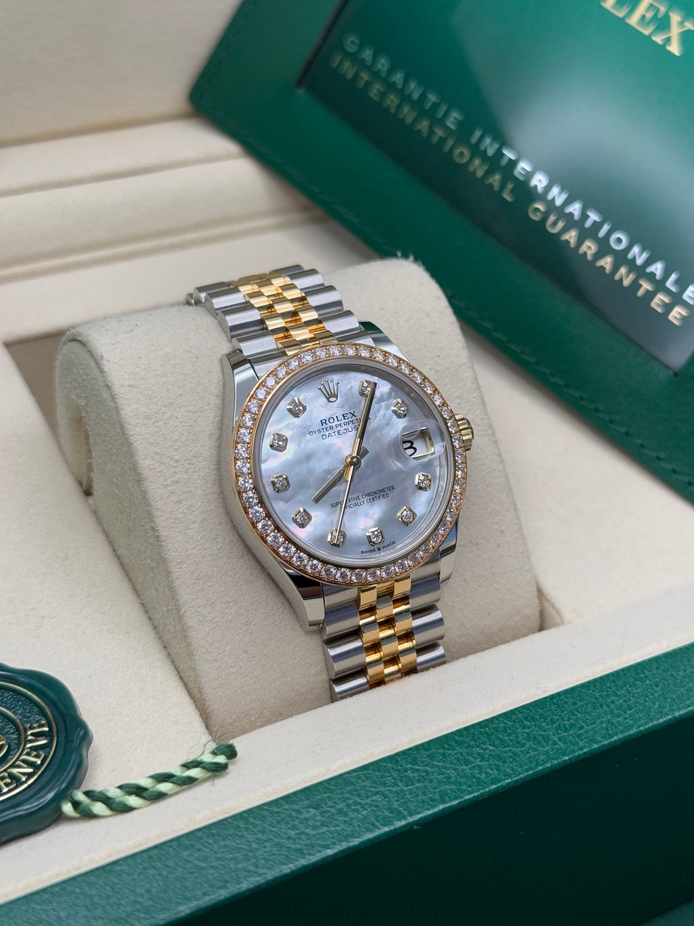 Datejust 31 Yellow Gold Two-Tone Mother of Pearl Diamond Luxury Watch