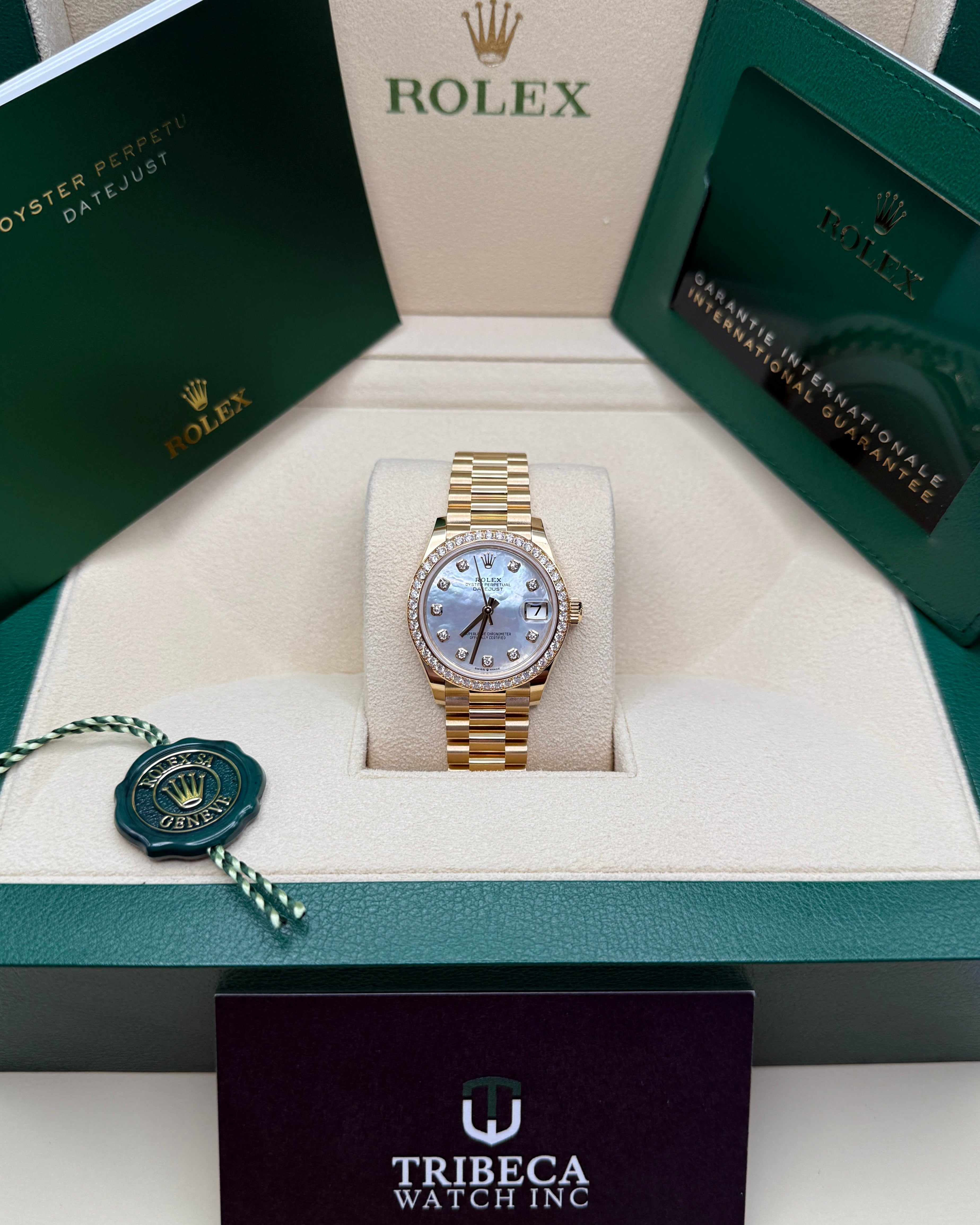 Datejust 31 Yellow Gold Mother of Pearl Diamond Luxury Watch